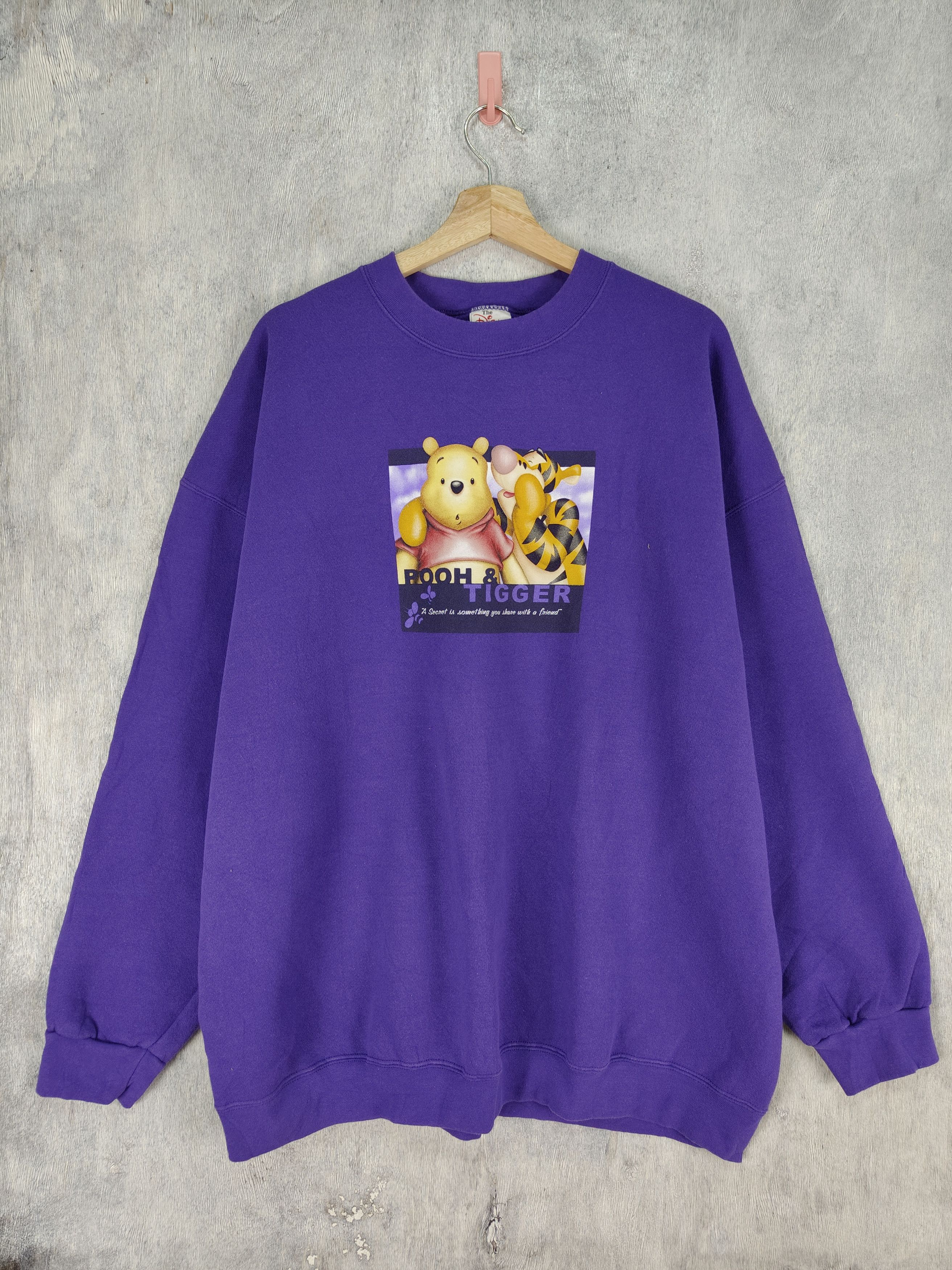 image of Cartoon Network x Disney Vintage Disney Winnie The Pooh Cartoon Sweatshirt in Blue, Men's (Size 2XL