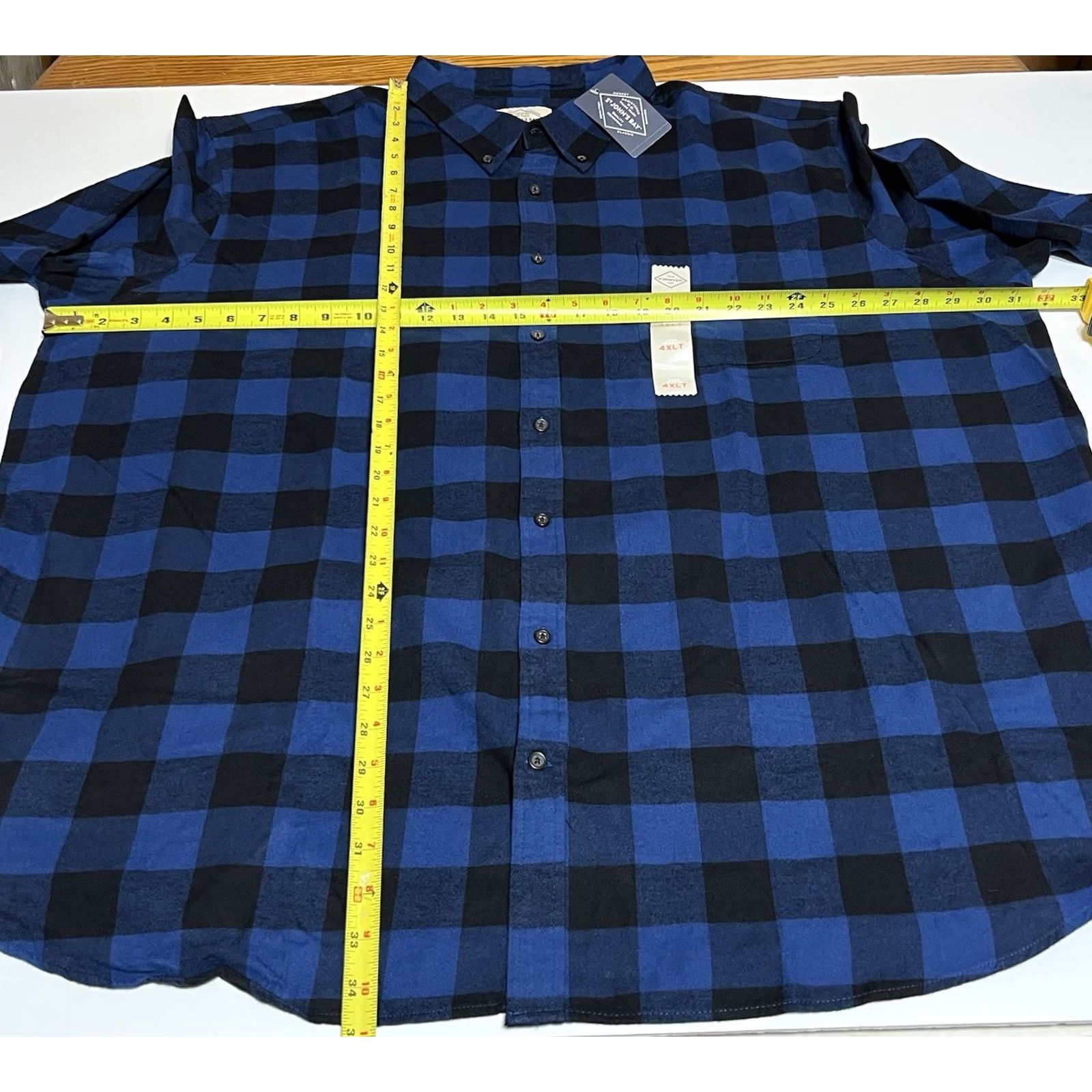 Vintage St. John's Bay Flannel Shirt Mens 4XLT Super Soft Plaid Button Up Blue Big Tall Size US XXL / EU 58 / 5 - 4 Thumbnail