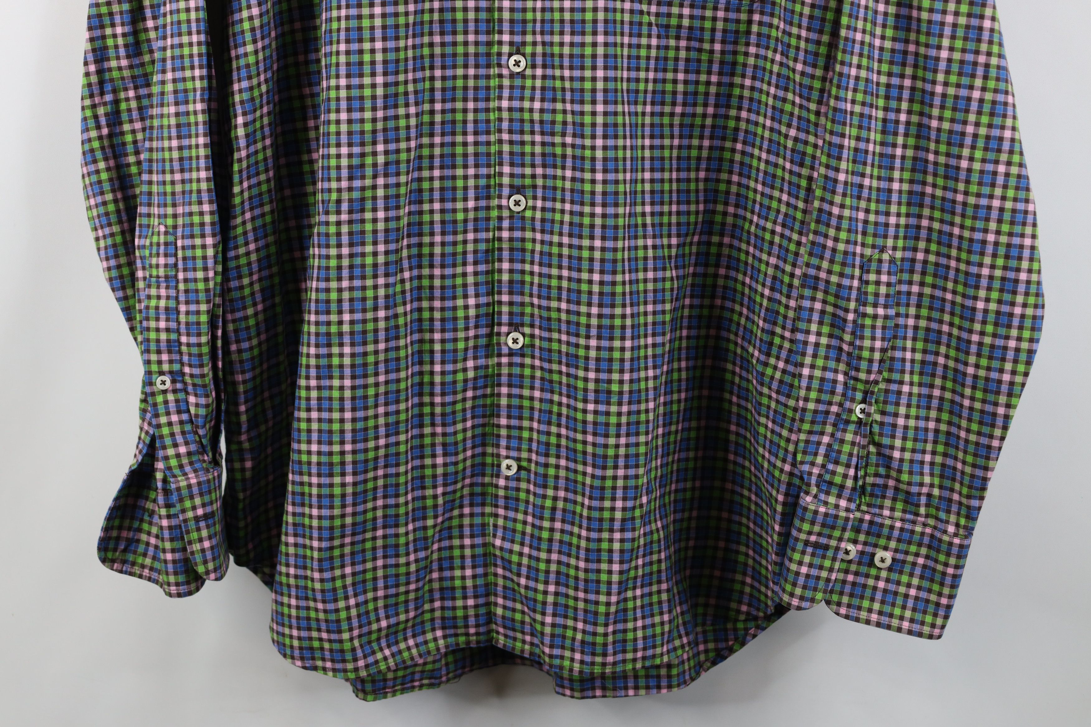 Peter Millar Vintage Peter Millar Collared Button Down Dress Shirt Plaid Size US L / EU 52-54 / 3 - 3 Thumbnail