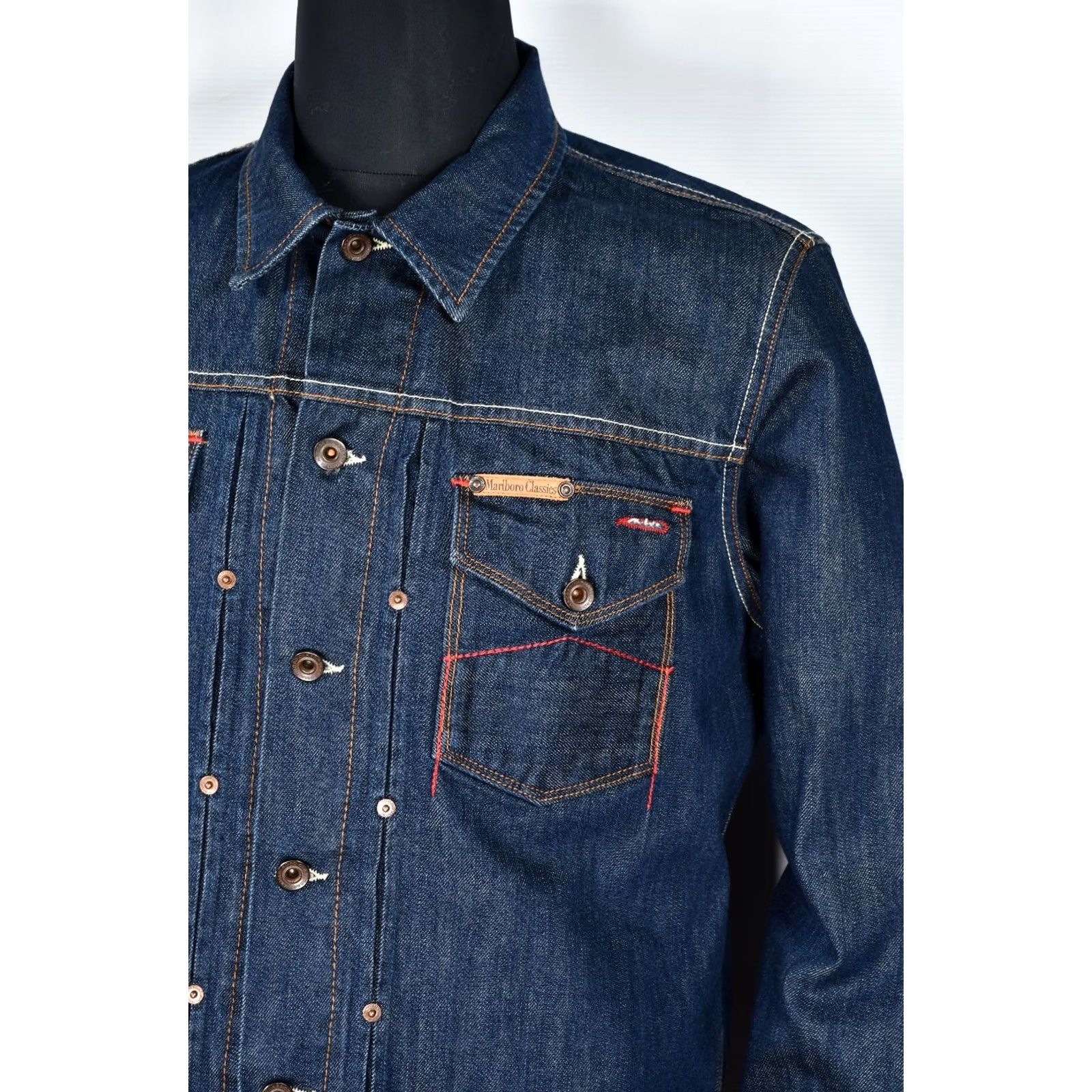 Marlboro Marlboro Denim Jacket Men's L Blue Solid Cotton Denim Jacket Regular Mens 90s Classic Size US L / EU 52-54 / 3 - 3 Thumbnail