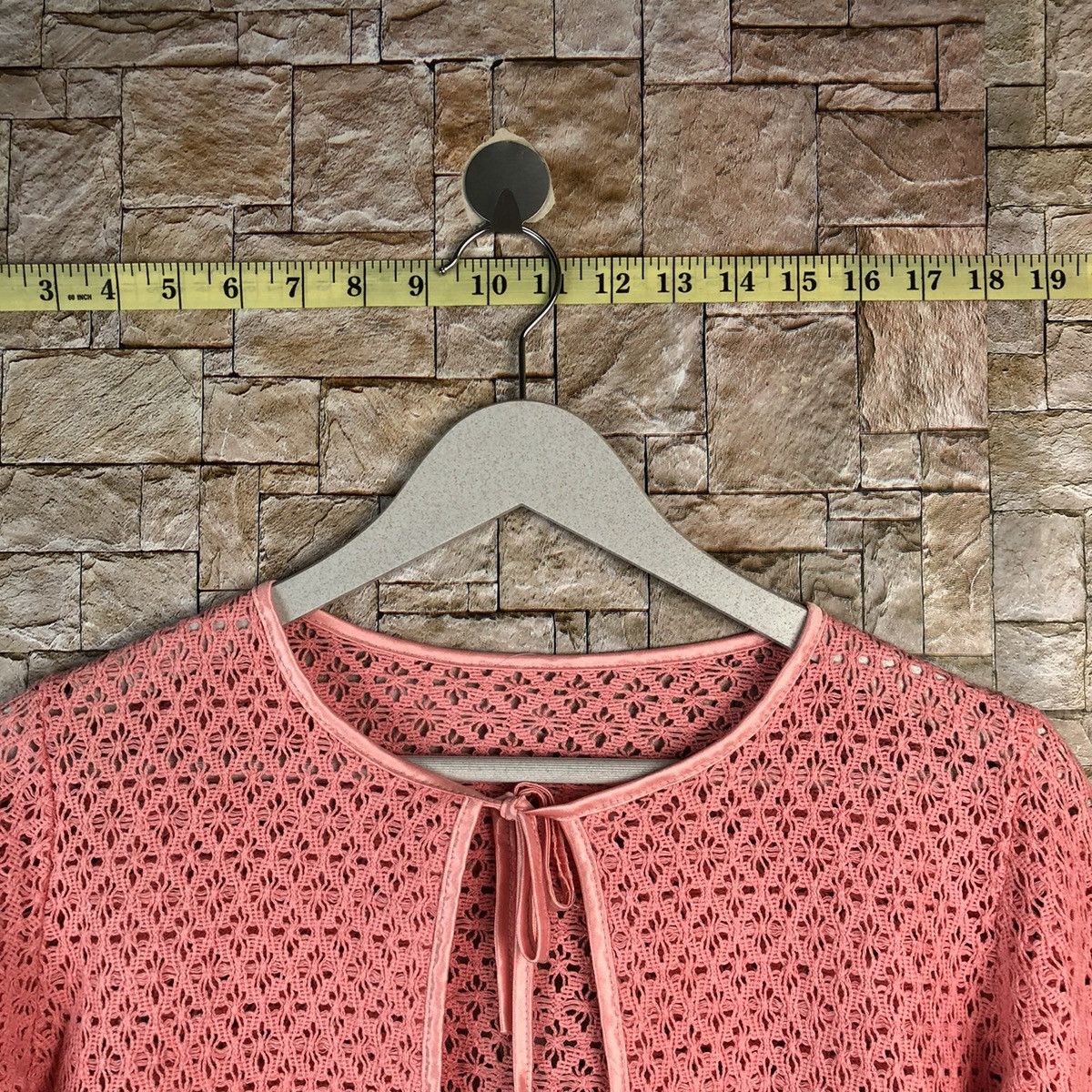 Homespun Knitwear × Japanese Brand Japanese Brand Pink cardigan crochet meshnet Knitwear #A1227 Size S / US 4 / IT 40 - 4 Thumbnail