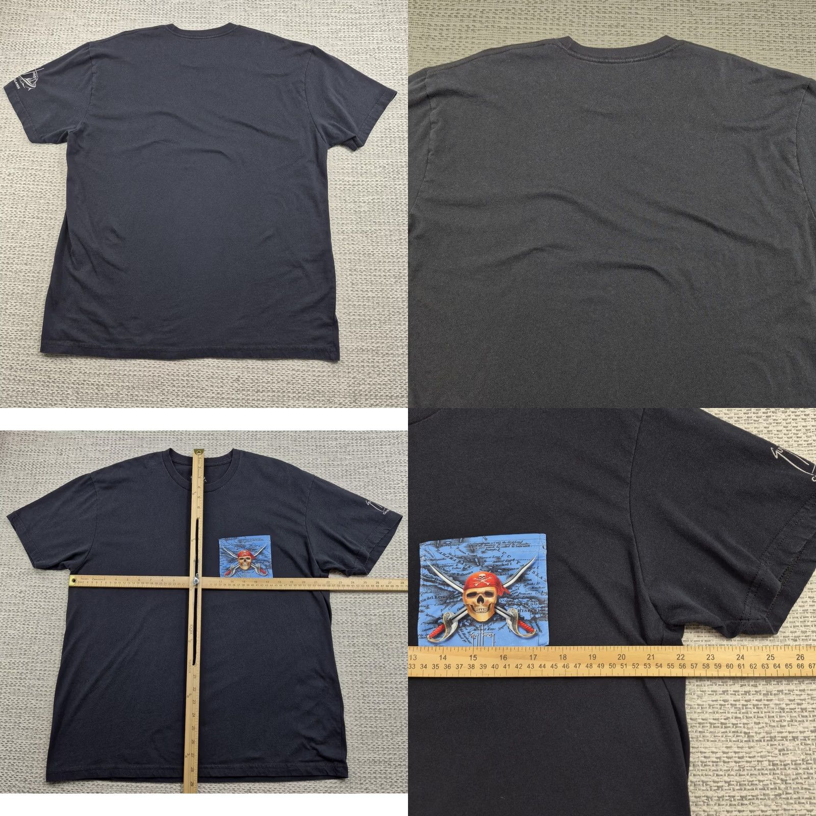 Guy Harvey Guy Harvey T Shirt Mens XL Black Pirate Skull Pocket Graphic Tee Cayman Islands Size US XL / EU 56 / 4 - 8 Thumbnail