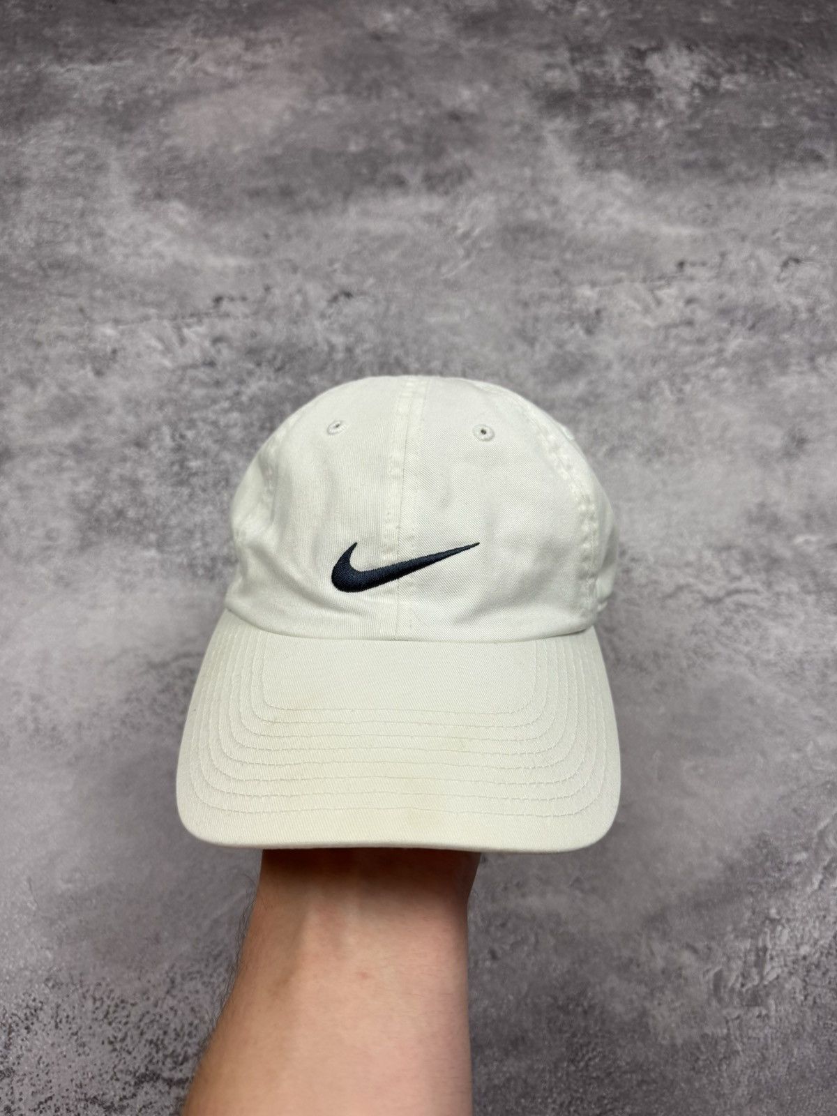 Nike Vintage 90s Nike Center Swoosh Logo White Cap Hat Y2K Drill Size ONE SIZE - 3 Thumbnail