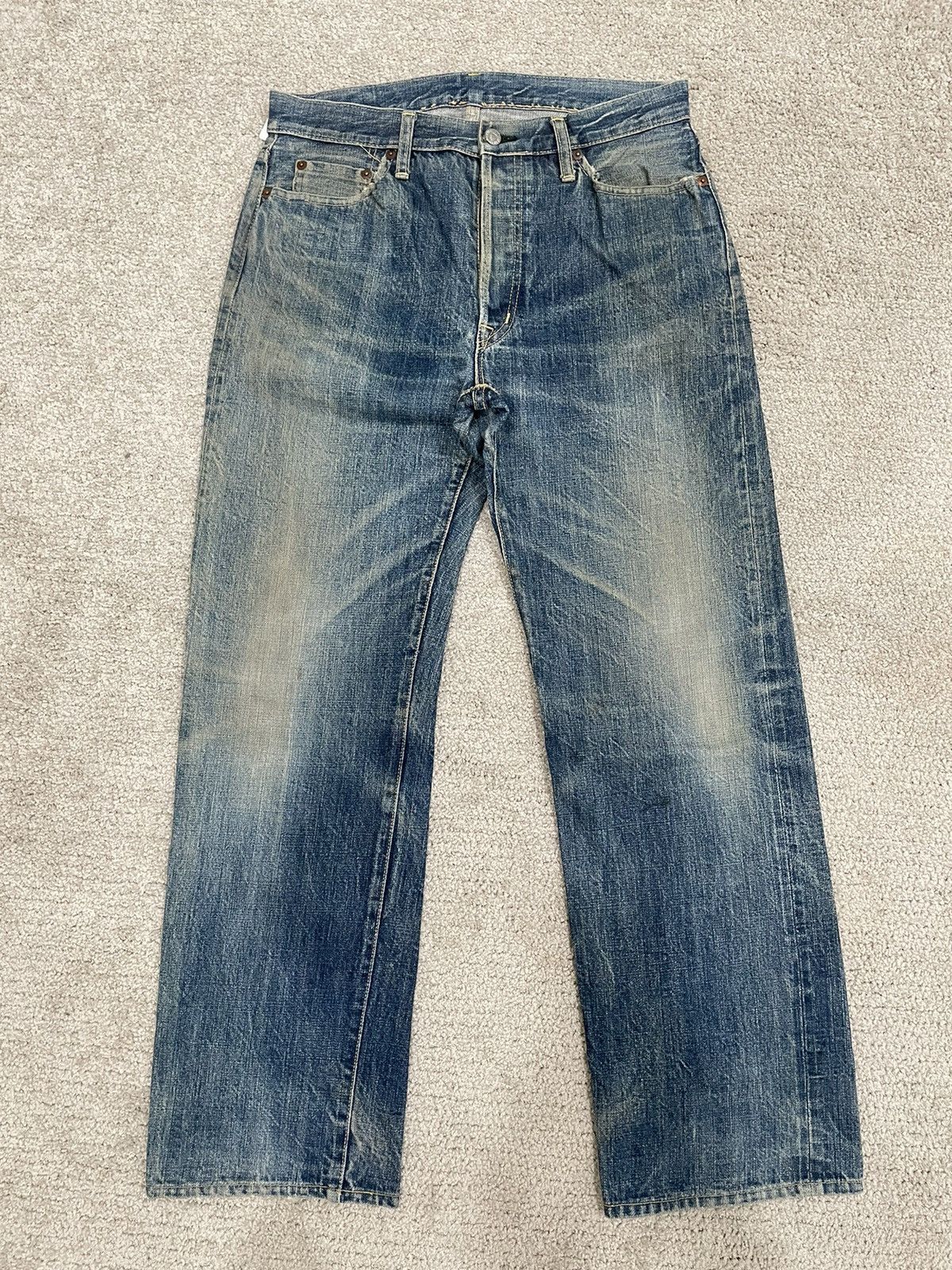 Image of Distressed Denim x Momotaro Bind Offer Distressed Rusty Omnigod Selvedge (24-093) in Light Rust/Ind