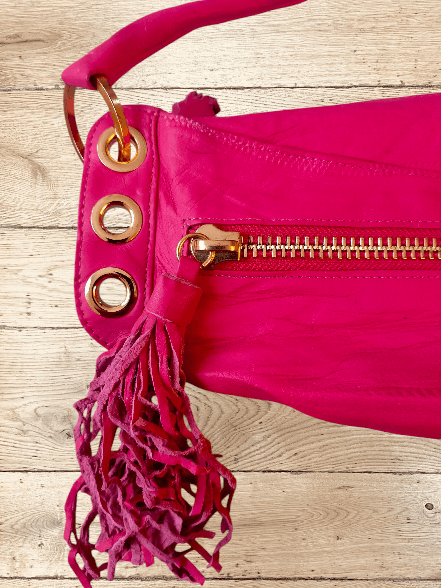 Leather LUXURY KENKENKEN DAVE SHOULDER BAG WITH FRINGE ZIPPER Size ONE SIZE - 6 Thumbnail