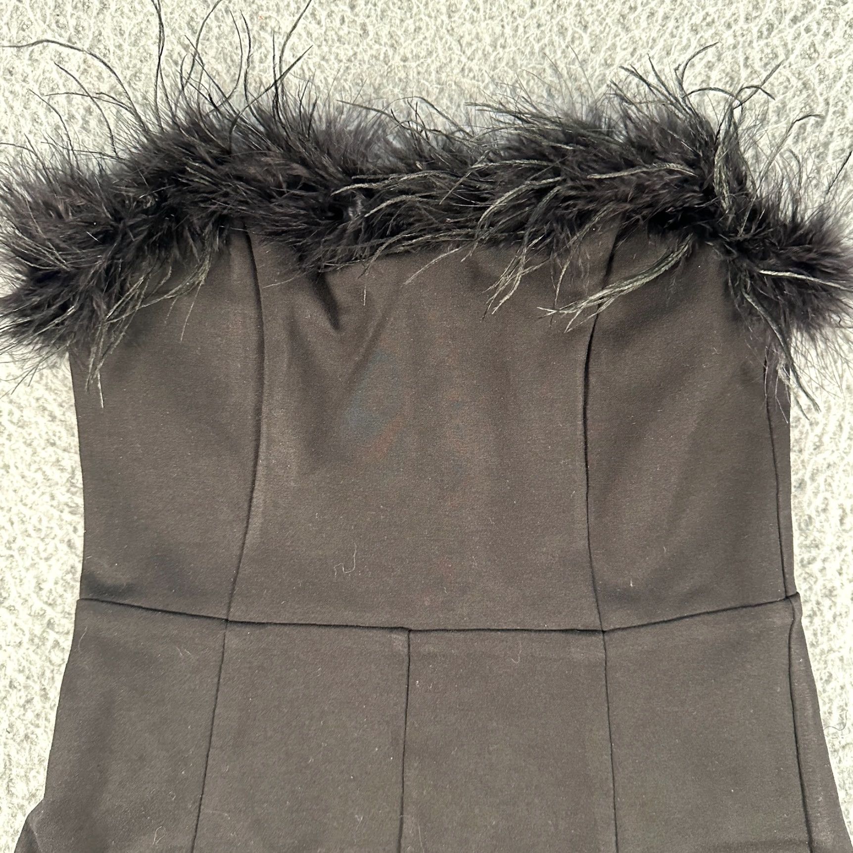 Vintage Revolve Superdown Abigal Feather Neckline Romper Womens Small Black NWT Size 28" / US 6 / IT 42 - 2 Thumbnail