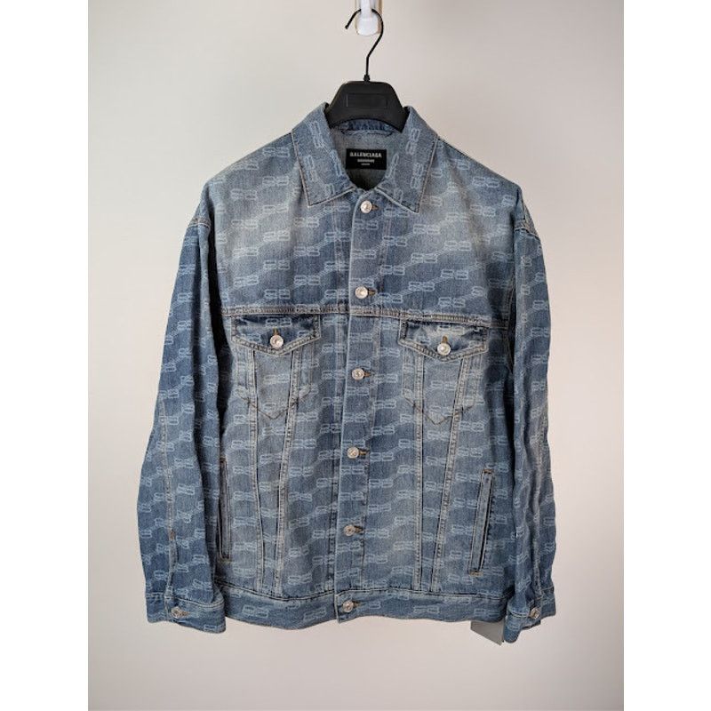 Balenciaga o1rshd1 Large Fit Denim Jacket in Blue Authentic Ring Size US M / EU 48-50 / 2 - 2 Thumbnail