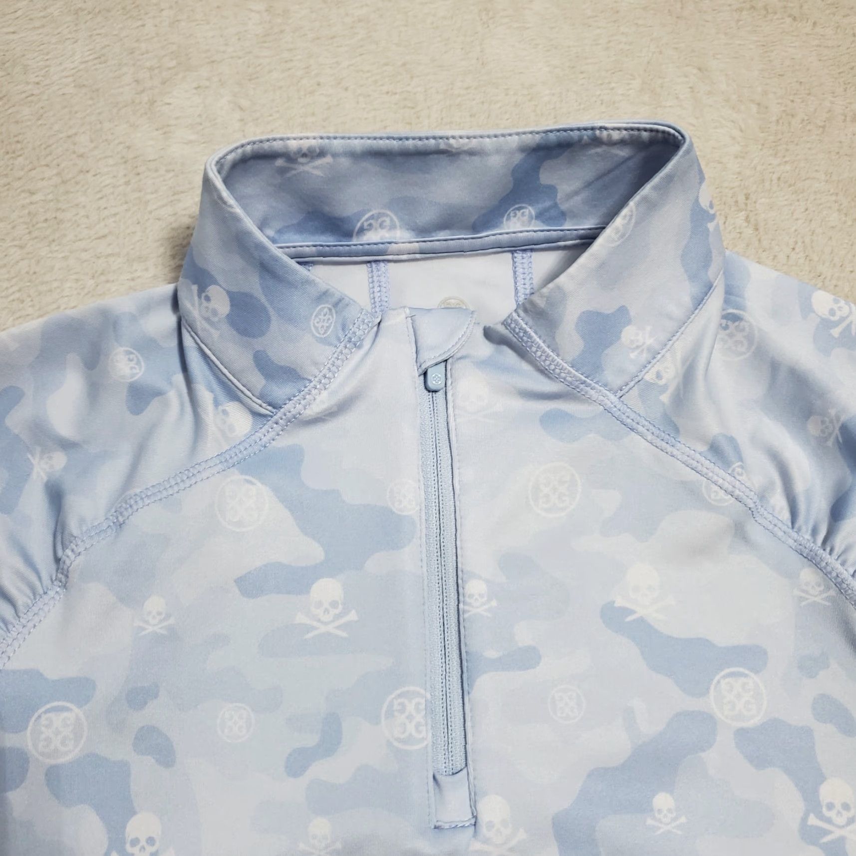 G/FORE G/Fore Skull Icon Camo Quarter Zip Top Women S Ice Blue Tech Jersey Golf Shirt Size S / US 4 / IT 40 - 4 Thumbnail