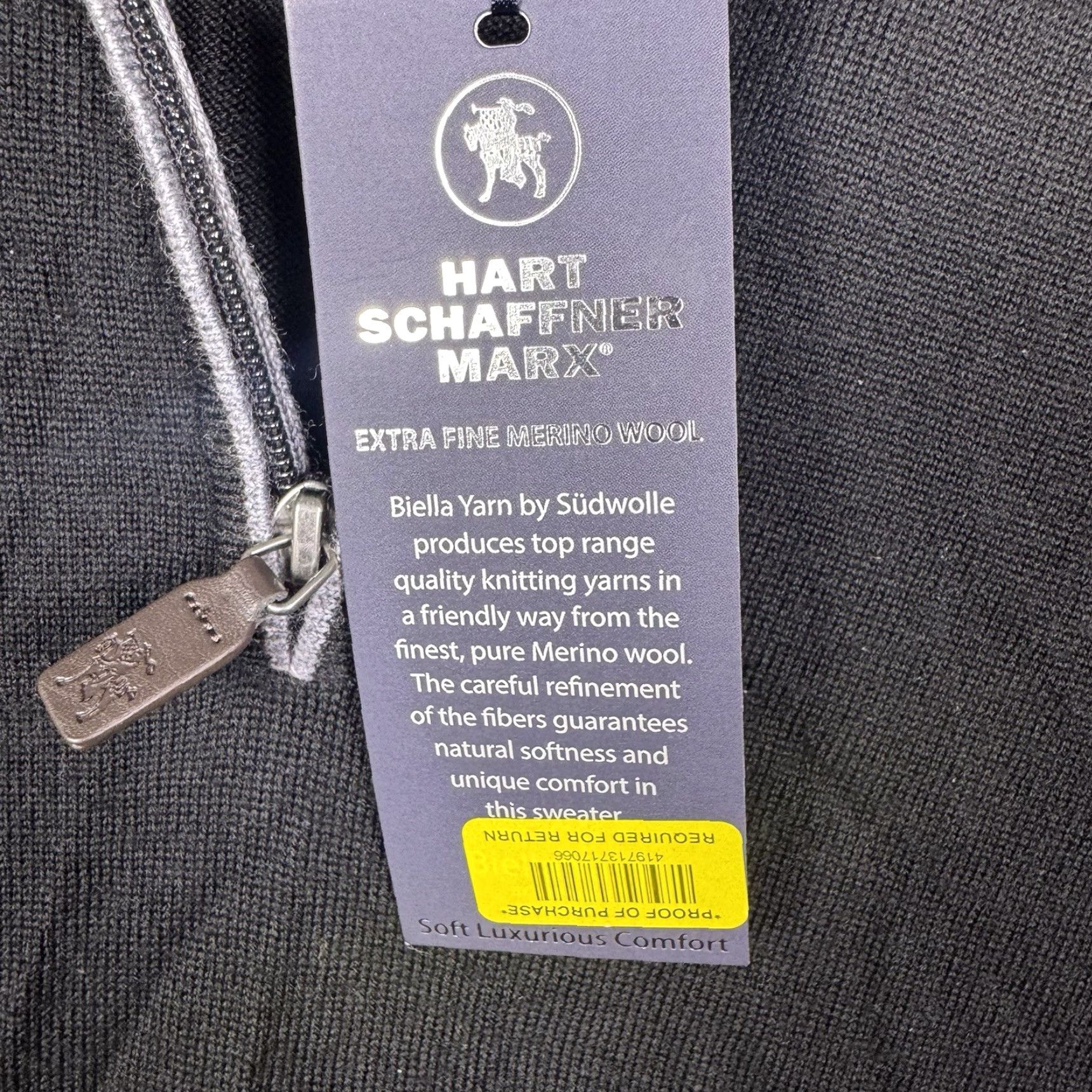 Hart Schaffner Marx Hart Schaffner Marx Sweater Men 2XB Merino Wool 1/4 Zip Pullover Black Big 2X Wool Knit Pullover Winter Fall Spring Classic 1/4 Zip Mens Size US XXL / EU 58 / 5 - 6 Thumbnail