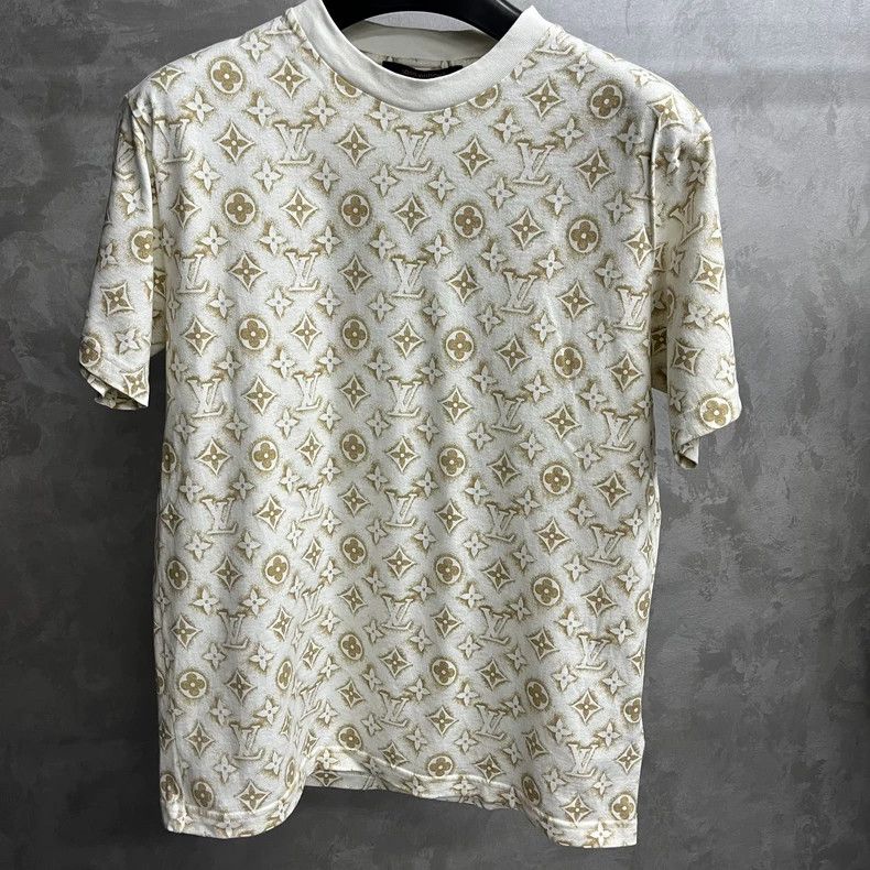 Louis Vuitton Louis Vuitton Beige Logo Print Short Sleeve Tee Size US S / EU 44-46 / 1 - 1 Thumbnail