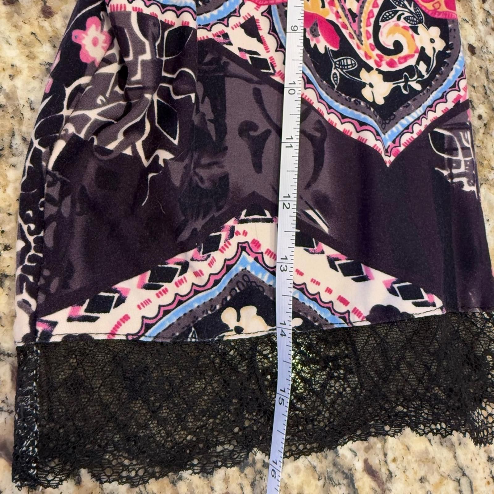 Sterling Silver Silverts floral paisley lace maxi nightgown black pink SZ XL Size ONE SIZE - 12 Thumbnail