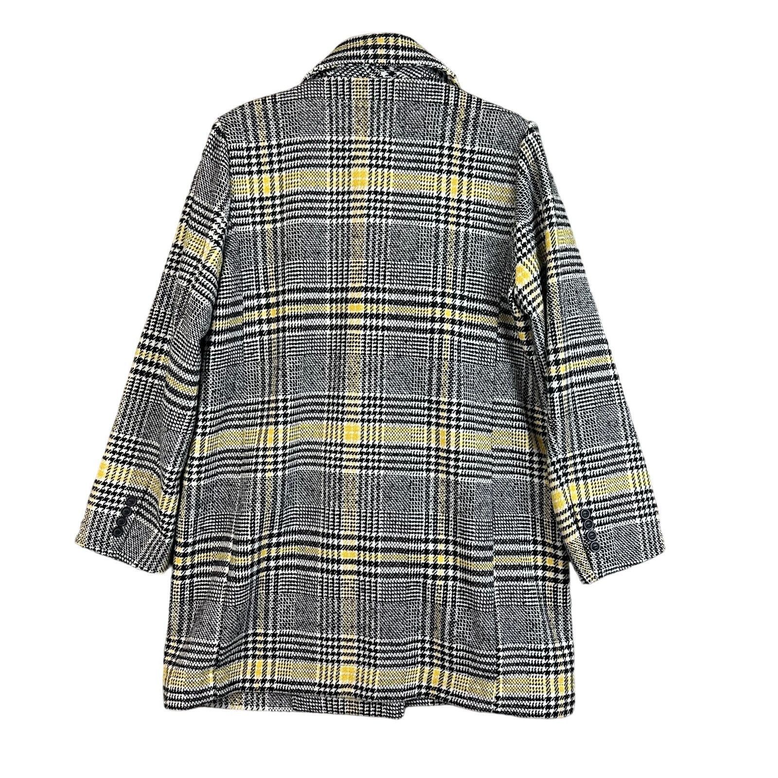 Arizona Jean Co. NWT Vintage Wool Blend Black Yellow Plaid Pea Coat L Y2K Size L / US 10 / IT 46 - 2 Thumbnail