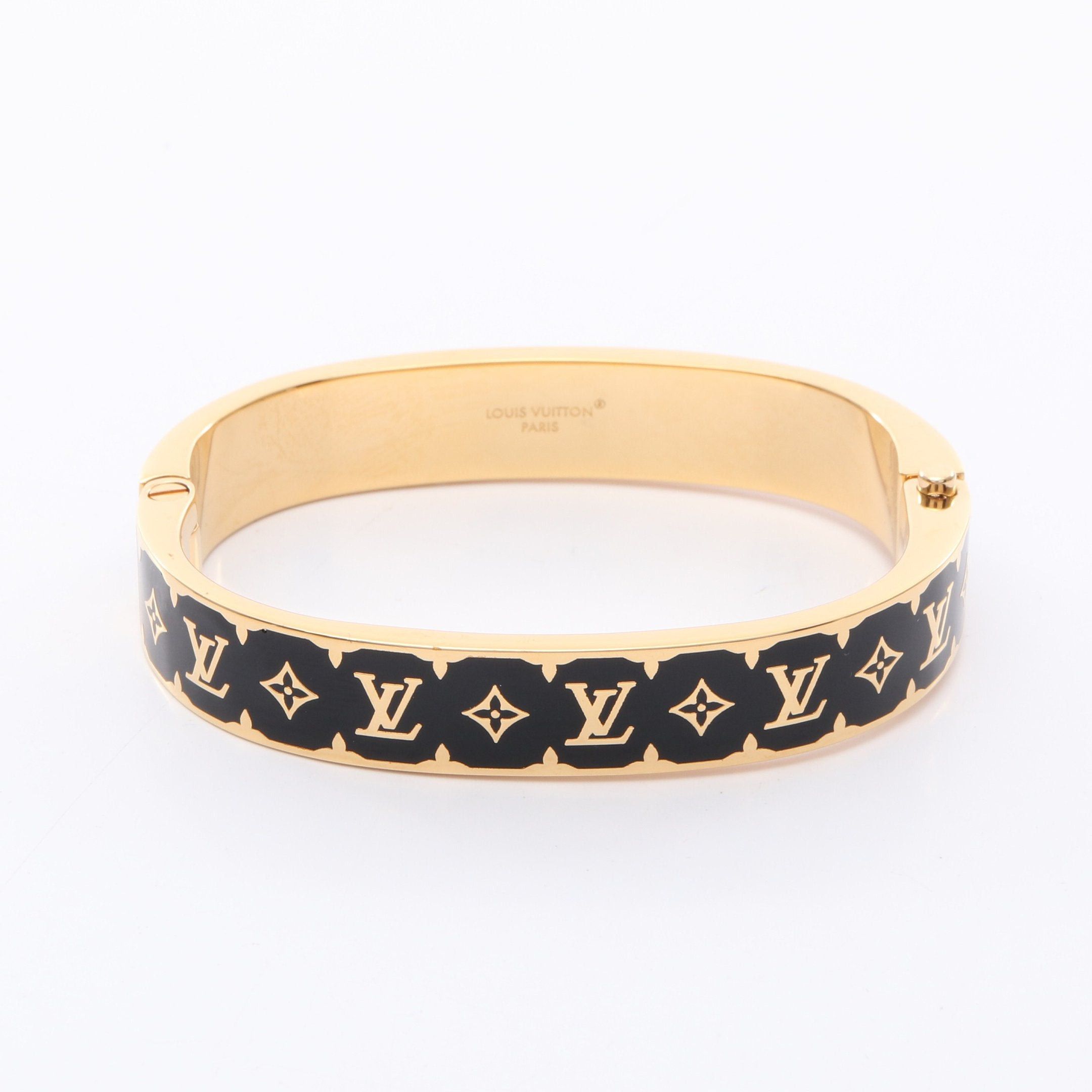 Louis Vuitton Louis Vuitton Bracelet Nanogram Enamel Bangle Gp Gold Black Size ONE SIZE - 1 Thumbnail