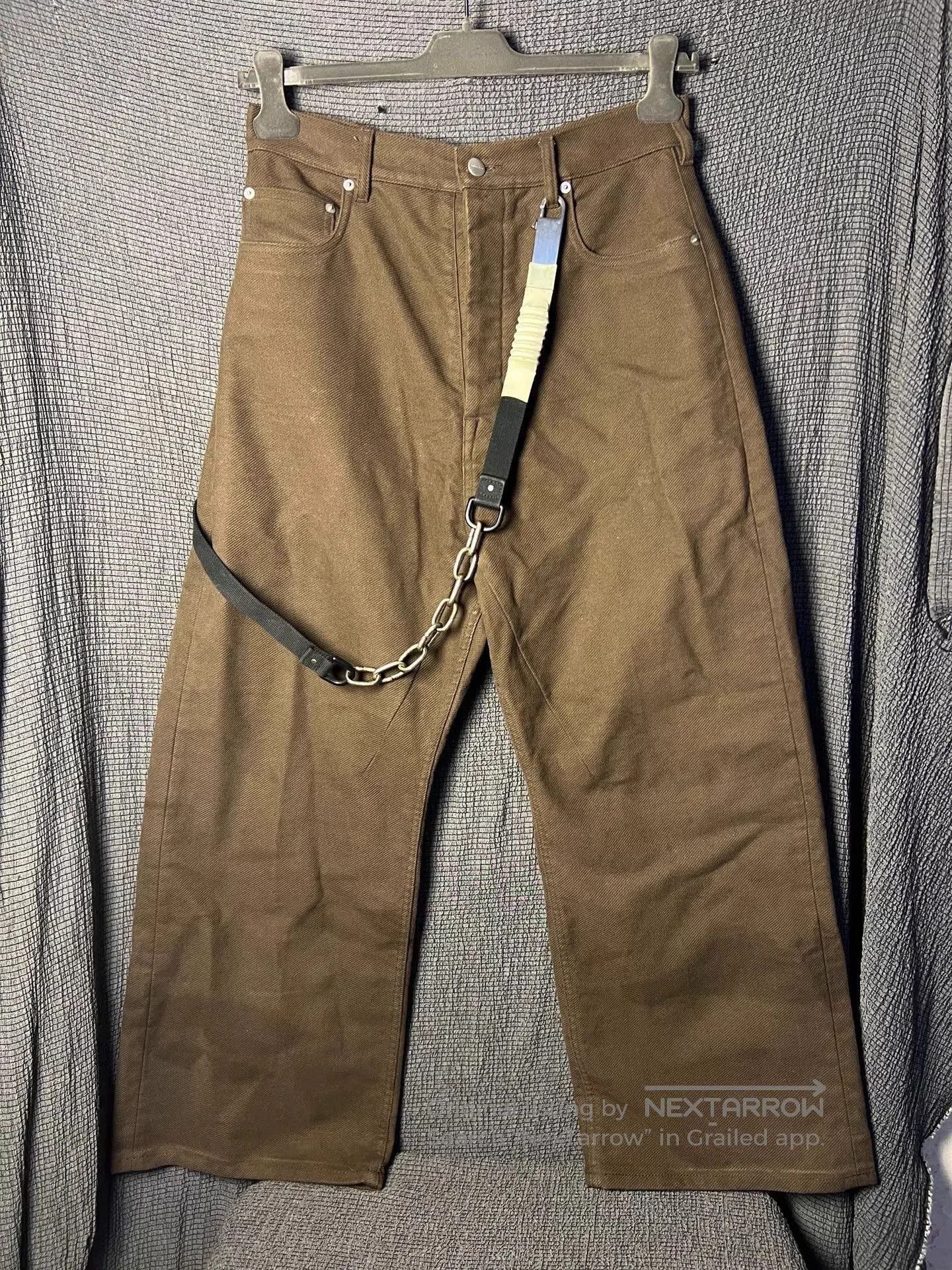 Rick Owens Brown Casual Pants with Chain Detail Size 32. Size US 32 / EU 48 - 1 Thumbnail