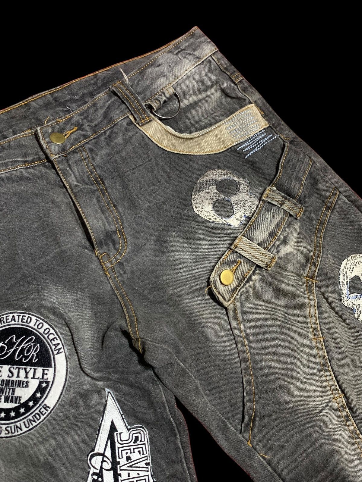 Japanese Brand vintage bondage punk skull head waist half back front Denim Size US 37 - 5 Thumbnail