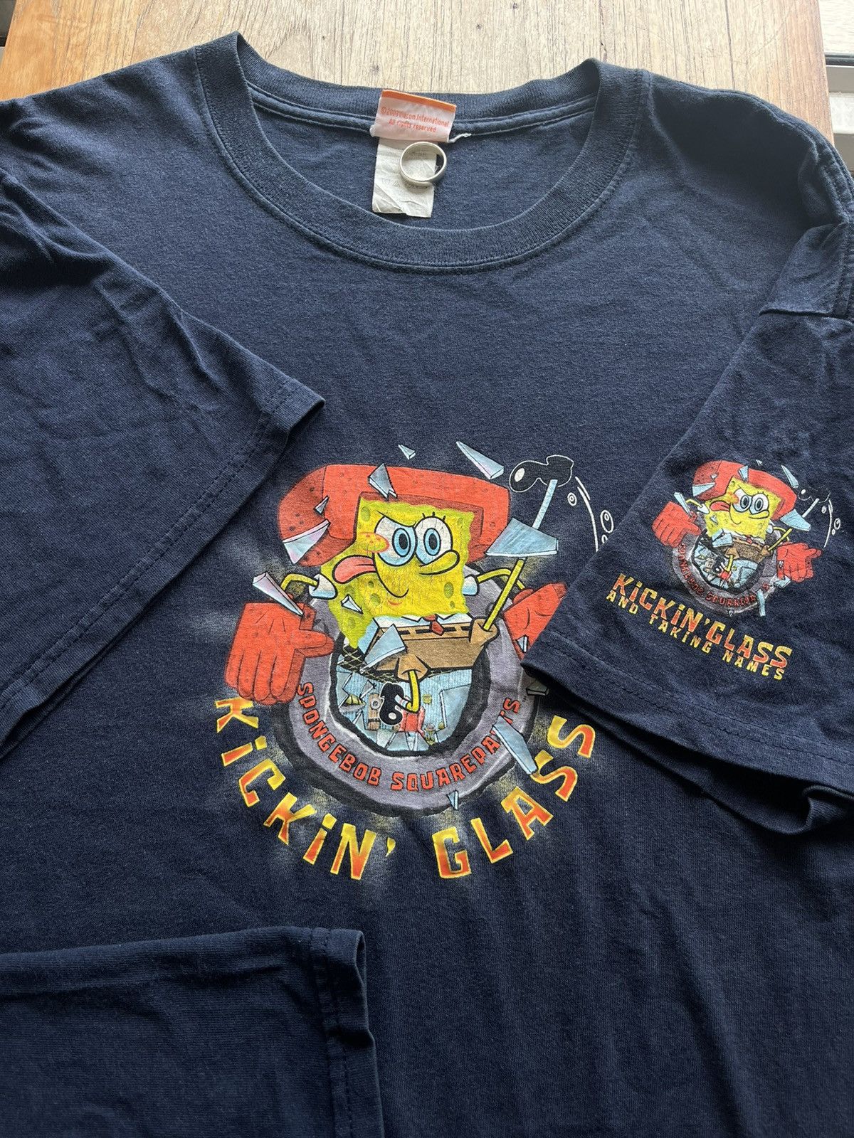 Nickelodeon × Vintage Vintage SpongeBob SquarePants Kickin Glass 2002’s T-shirt Size US XL / EU 56 / 4 - 7 Thumbnail