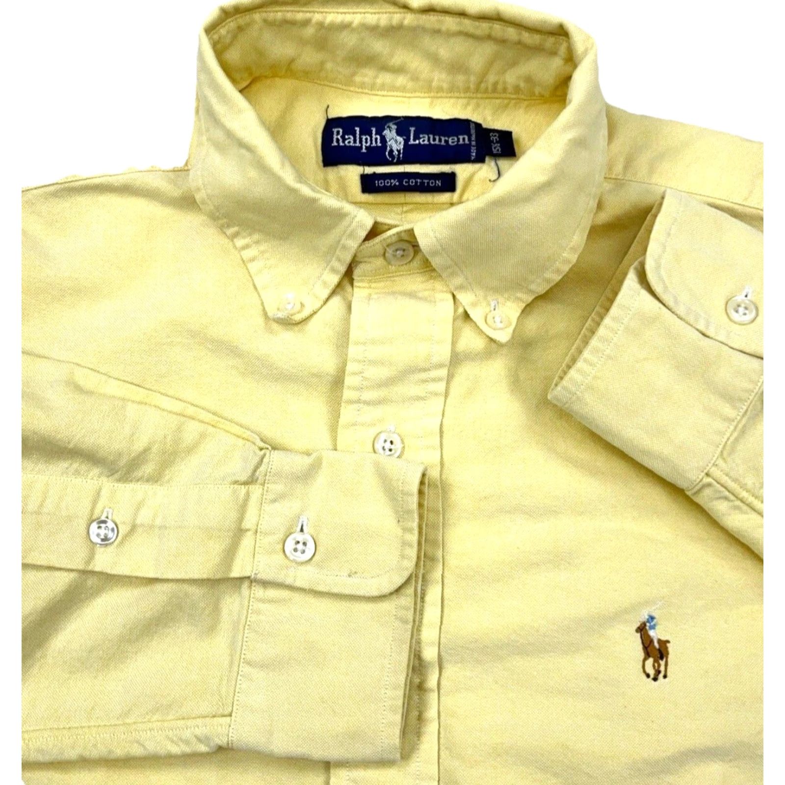 Ralph Lauren Ralph Lauren Shirt Men Button-Up 15.5 33 Yellow Cotton Solid Long Sleeve Vintage? No Size 42R - 2 Thumbnail