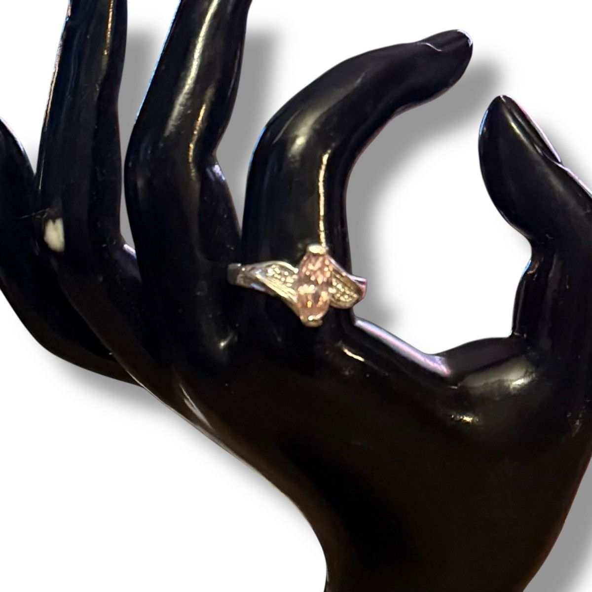 Vintage Vintage silver tone pink marquise stone ring Size ONE SIZE - 3 Thumbnail