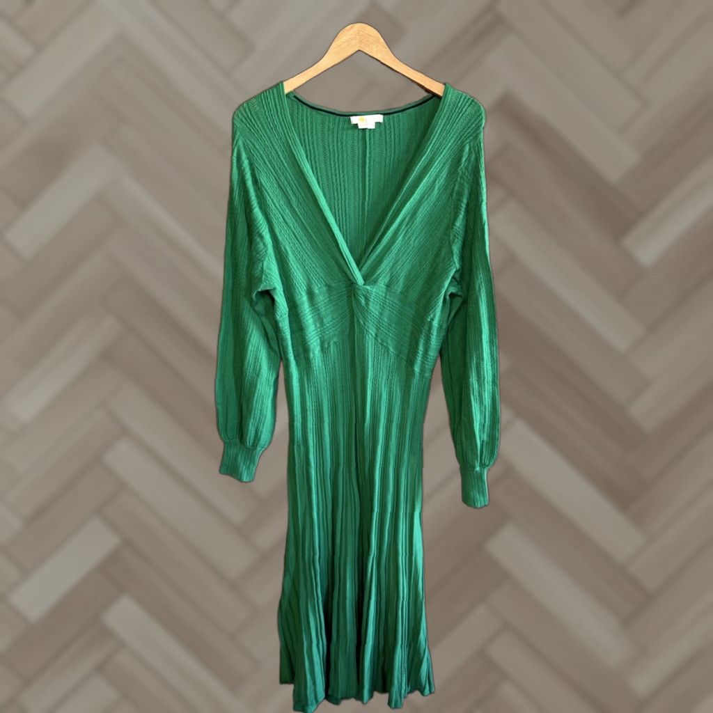 Boden Womens Green Long Sleeve Knit Maxi Dress Size 14 Twist Front Maxi  Dress Women Green