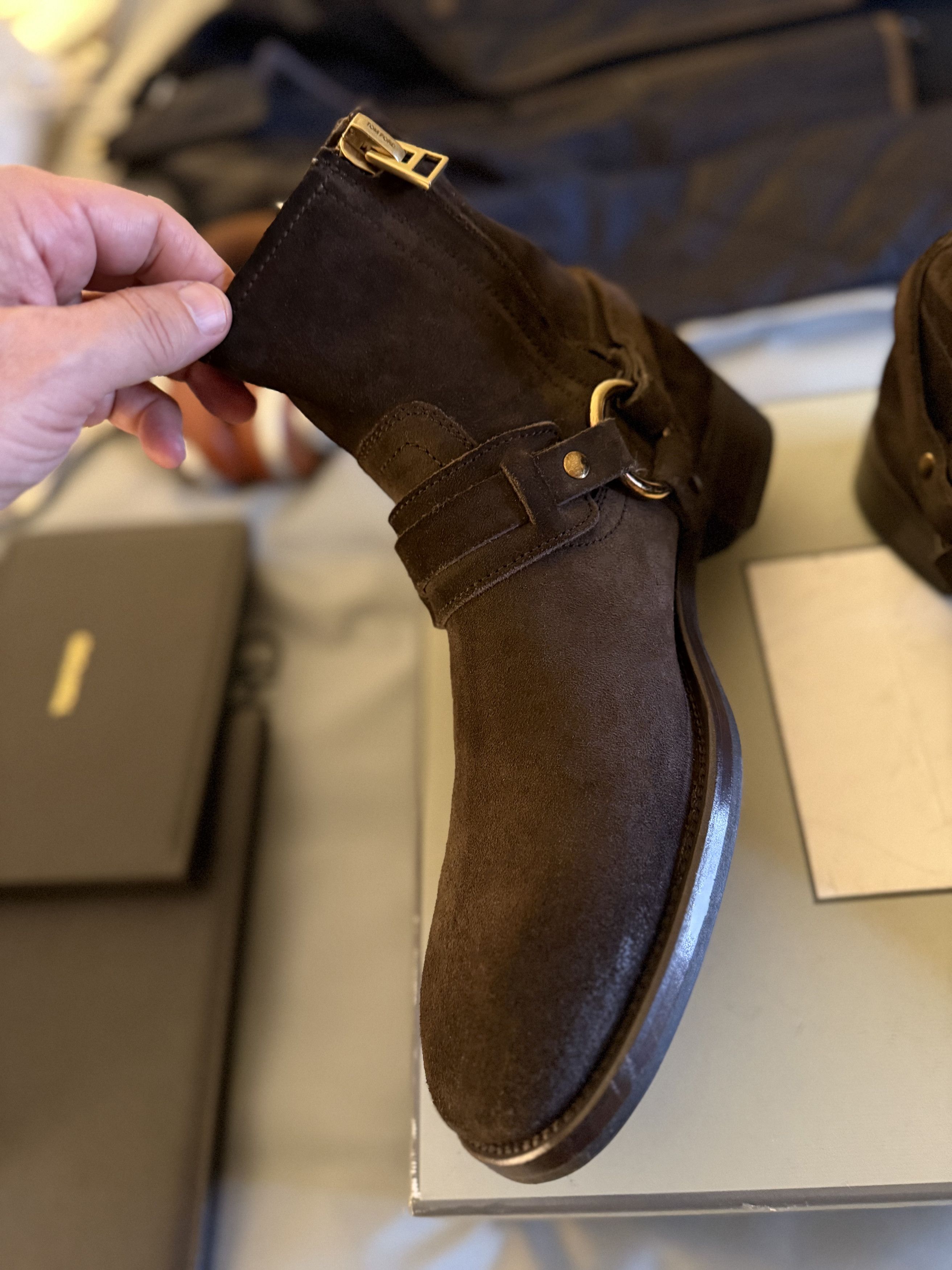 Tom Ford Best Dressed RARE $2,150 w/Tax TOM FORD Suede Harness Boots Size US 10.5 / EU 43-44 - 13 Thumbnail
