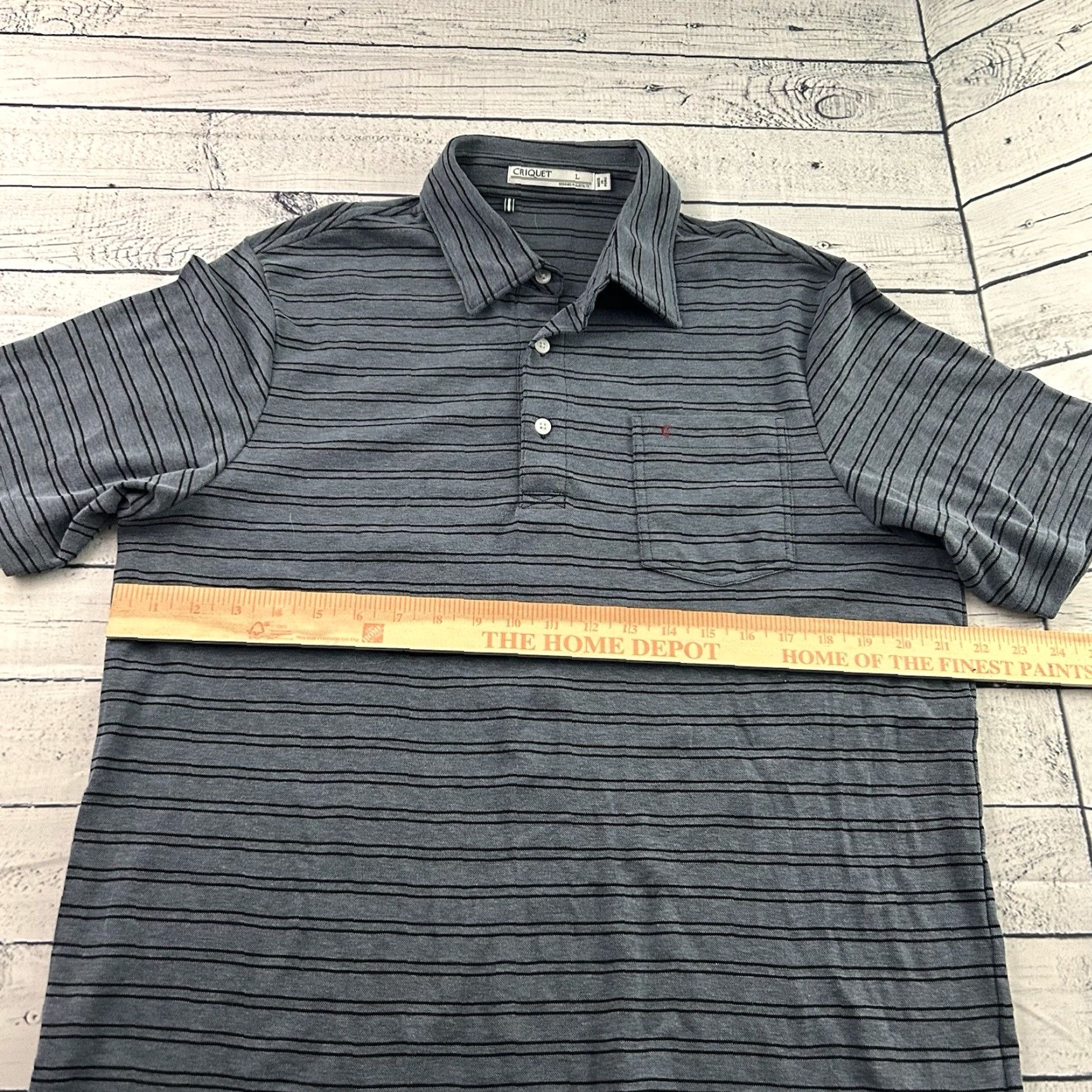 Vintage Criquet Striped Short Sleeve Button-Up Pocket Polo Shirt Men's L Blue Size US L / EU 52-54 / 3 - 4 Thumbnail