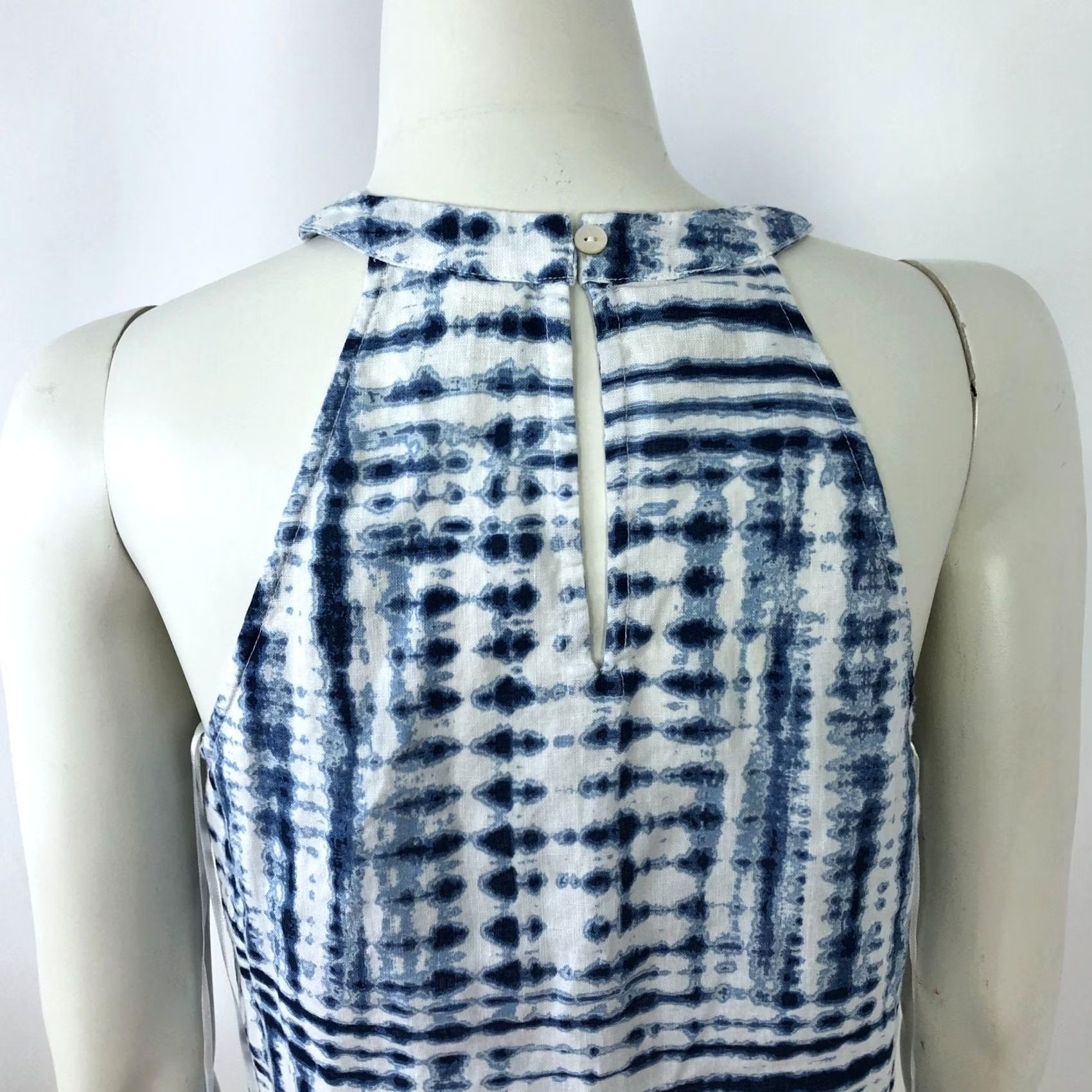 Cynthia Rowley Cynthia Rowley Dress Eyelet Tie Dye 100% Linen Above Knee Blue S Sleeveless A-Line Women Regular Size Small Mint Vintage NoN/A Size S / US 4 / IT 40 - 4 Thumbnail