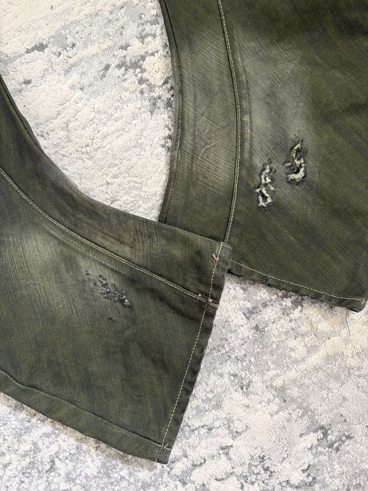 PPFM Military Green Curved Leg Bootcut Denim Size US 35 - 5 Thumbnail