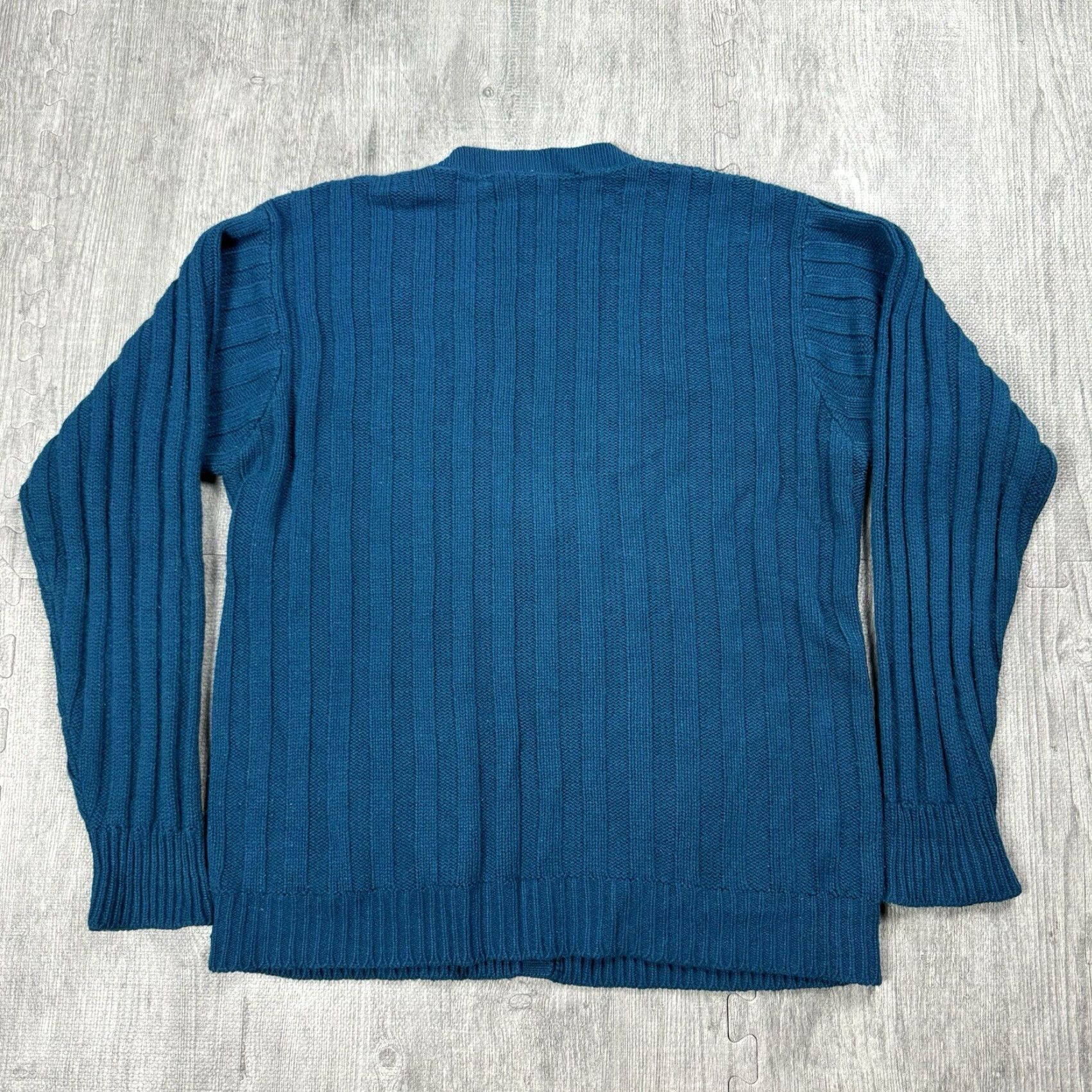 Altea VINTAGE 70S WOMENS TEAL RIBBED KNIT CARDIGAN SWEATER BUTTON FRONT SIZE LARGE MOD cardigan Size L / US 10 / IT 46 - 5 Thumbnail