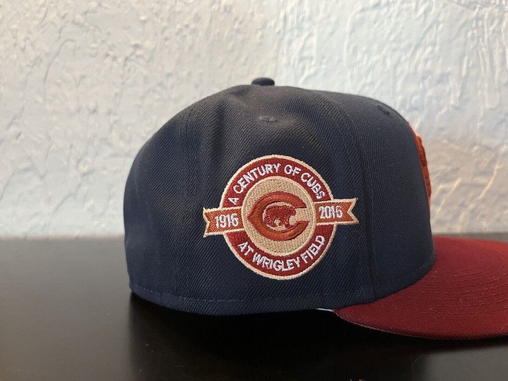 New Era 7 1/4 - Chicago Cubs Fitted Hat - Navy Blue Maroon Rust Logo Size ONE SIZE - 4 Thumbnail