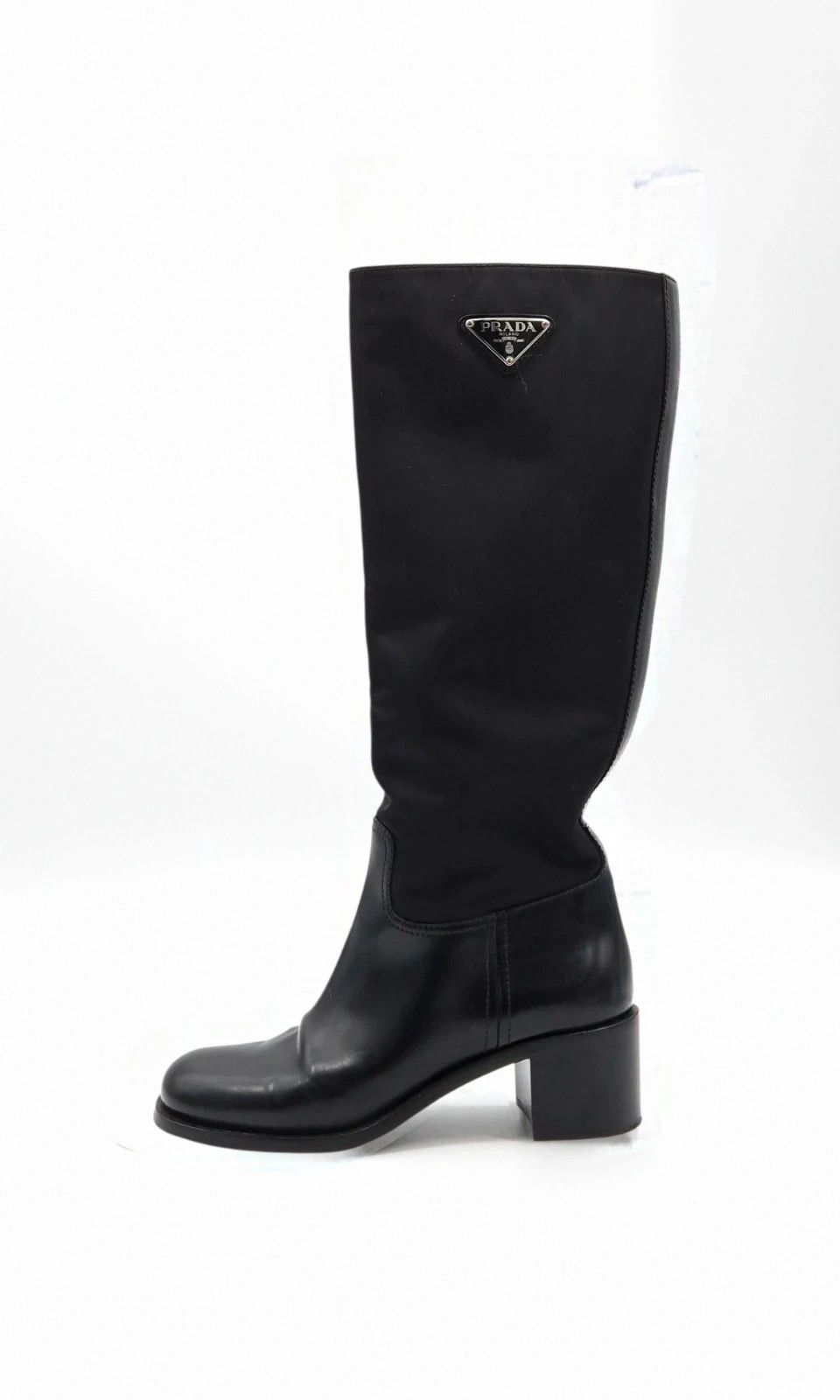 Prada Prada Leather and Re-Nylon Knee-High Riding Boots Size US 8 / IT 38 - 1 Thumbnail