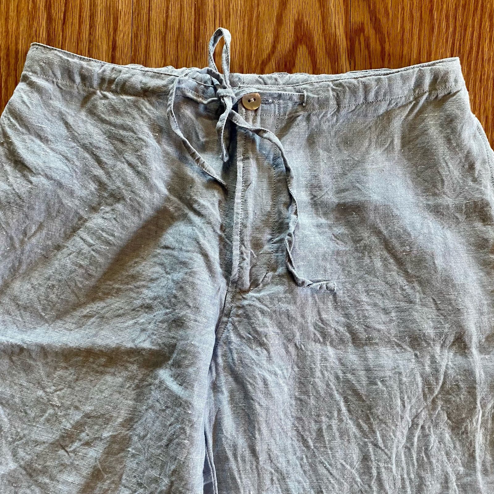 Other Sigrid Olsen SO Blue Cropped Linen Pants Womens Petite Small Size 28" / US 6 / IT 42 - 3 Thumbnail