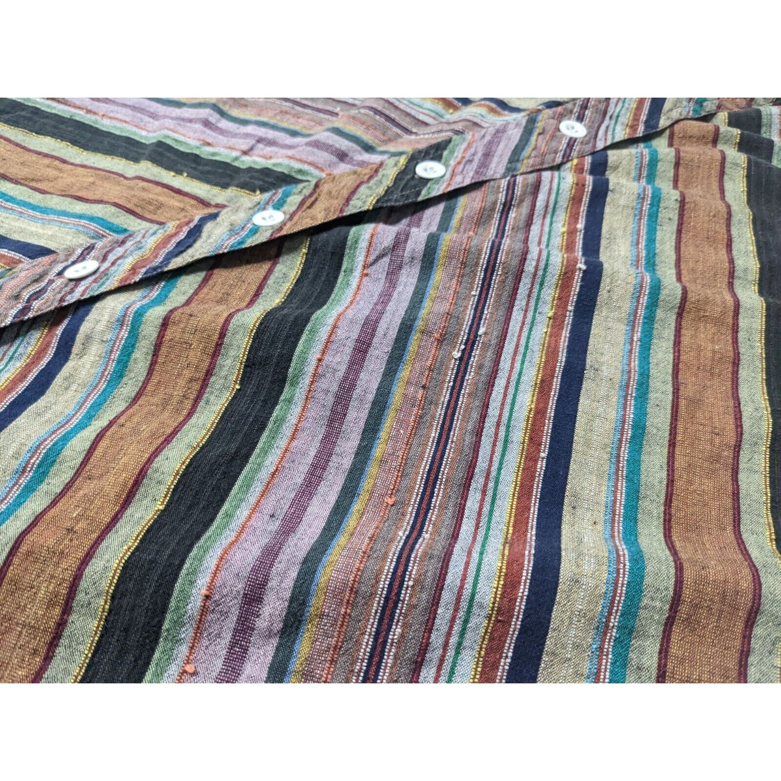 Other Vtg 60s 70s Funky Multicolor Stripes Button Down Shirt Size L / US 10 / IT 46 - 3 Thumbnail