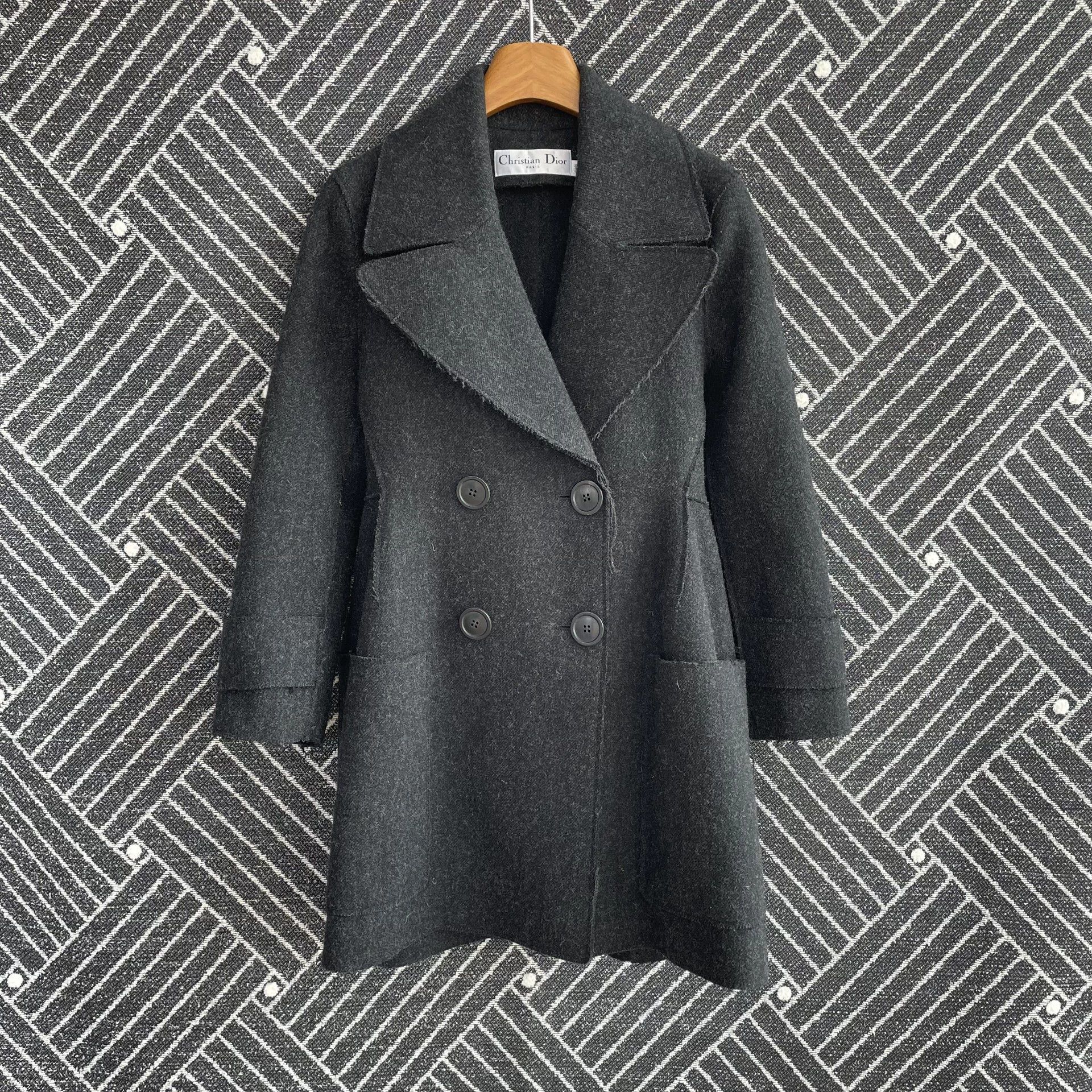 Dior 99 New DIOR Gray Wool Blend Tie-Waist Women's 38 Coat Size S / US 4 / IT 40 - 1 Thumbnail
