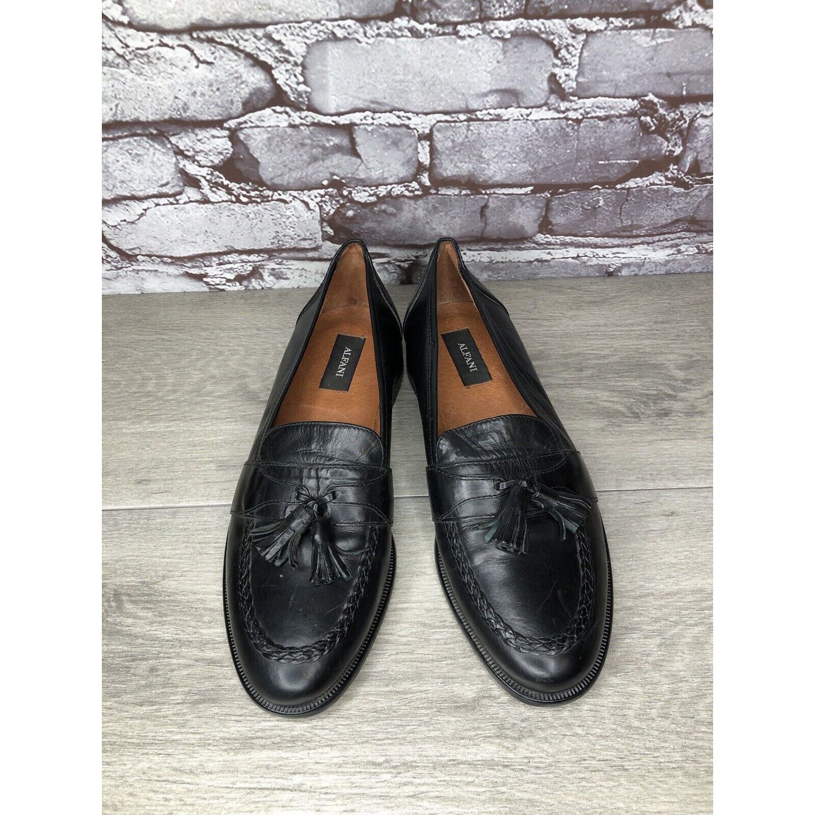 Alfani Alfani Black Leather Braided Tassel Loafers Italy Dress Shoe Size US 8 / EU 41 - 8 Thumbnail