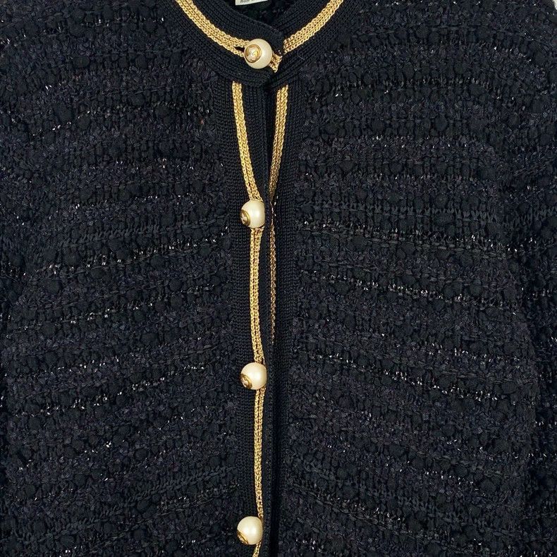 Gucci Gucci Striped tweed black nylon blended knitted cardigan ja Size US XS / EU 42 / 0 - 4 Thumbnail