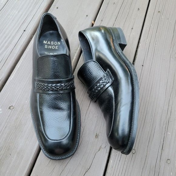 Mason's Vintage 60s Mason Shoes Black Leather Braided Vamp Moc Toe D Size US 11.5 / EU 44-45 - 1 Thumbnail