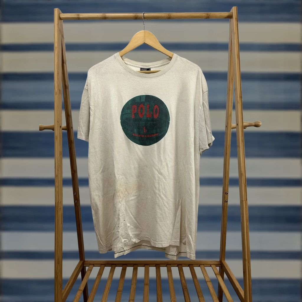 Polo Ralph Lauren VTG 90s Polo Ralph Lauren Ball Pony Single Stitch T-Shirt Size XL Shirt Mens Cream Polo Ralph Lauren Ball Pony Shirt XL Mens Size US XL / EU 56 / 4 - 1 Thumbnail