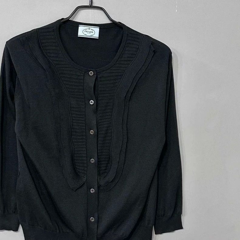 Prada Black Knitted Cardigan by PRADA-2506 Size US L / EU 52-54 / 3 - 2 Thumbnail