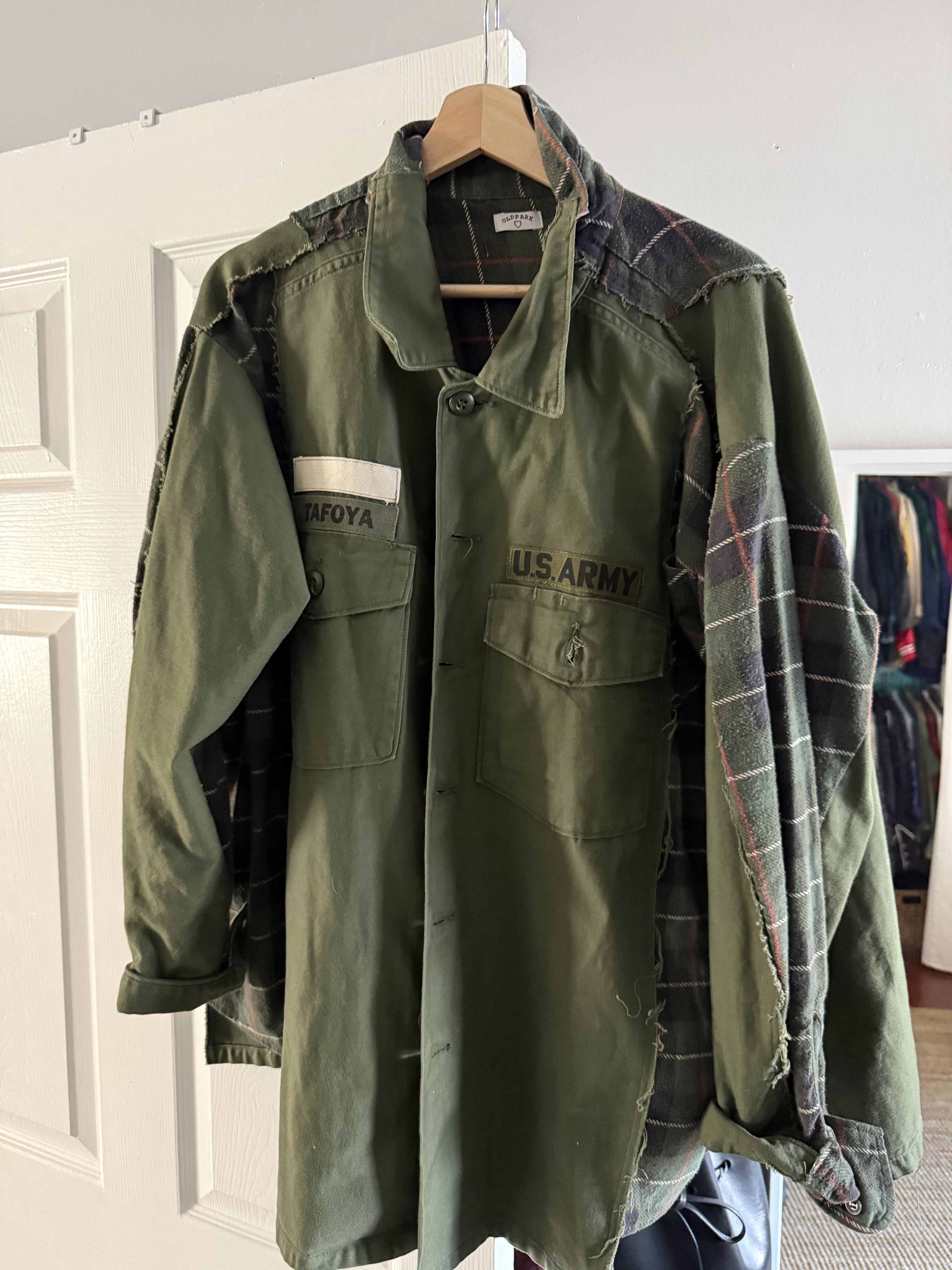 Old Park Old Park Upcycled Military / Flannel Shirt Size US L / EU 52-54 / 3 - 1 Thumbnail