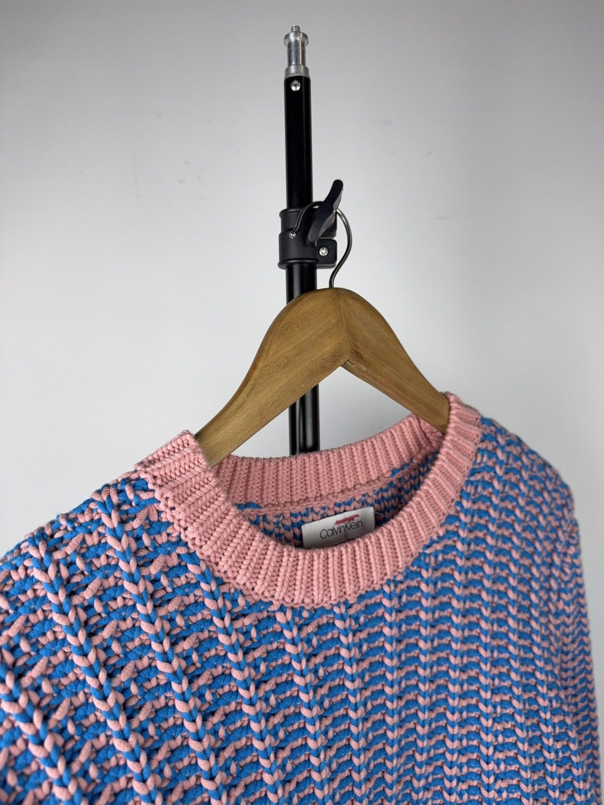 Calvin Klein Calvin Klein Pink Blue Chunky Heavy Knit Cotton Sweater Size M / US 6-8 / IT 42-44 - 2 Thumbnail