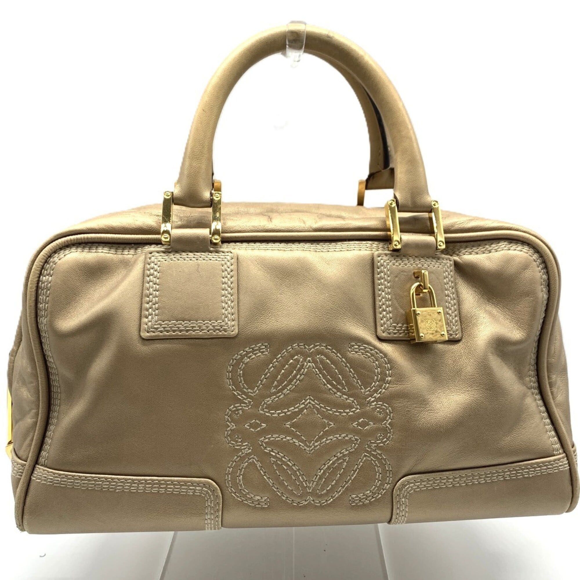 Loewe Loewe Amazona 28 Handbag Mini Boston Leather Gold LOEWE Size ONE SIZE - 1 Thumbnail