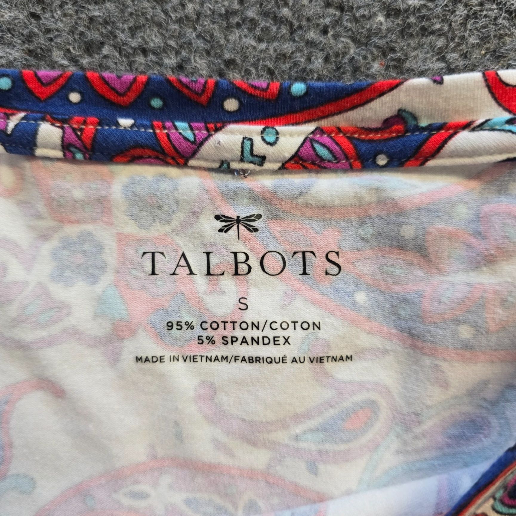 Talbots Talbots Top Womens Size Small White Pink Paisley Boat Neck Stretch Casual Preppy Shirt Size S / US 4 / IT 40 - 4 Thumbnail