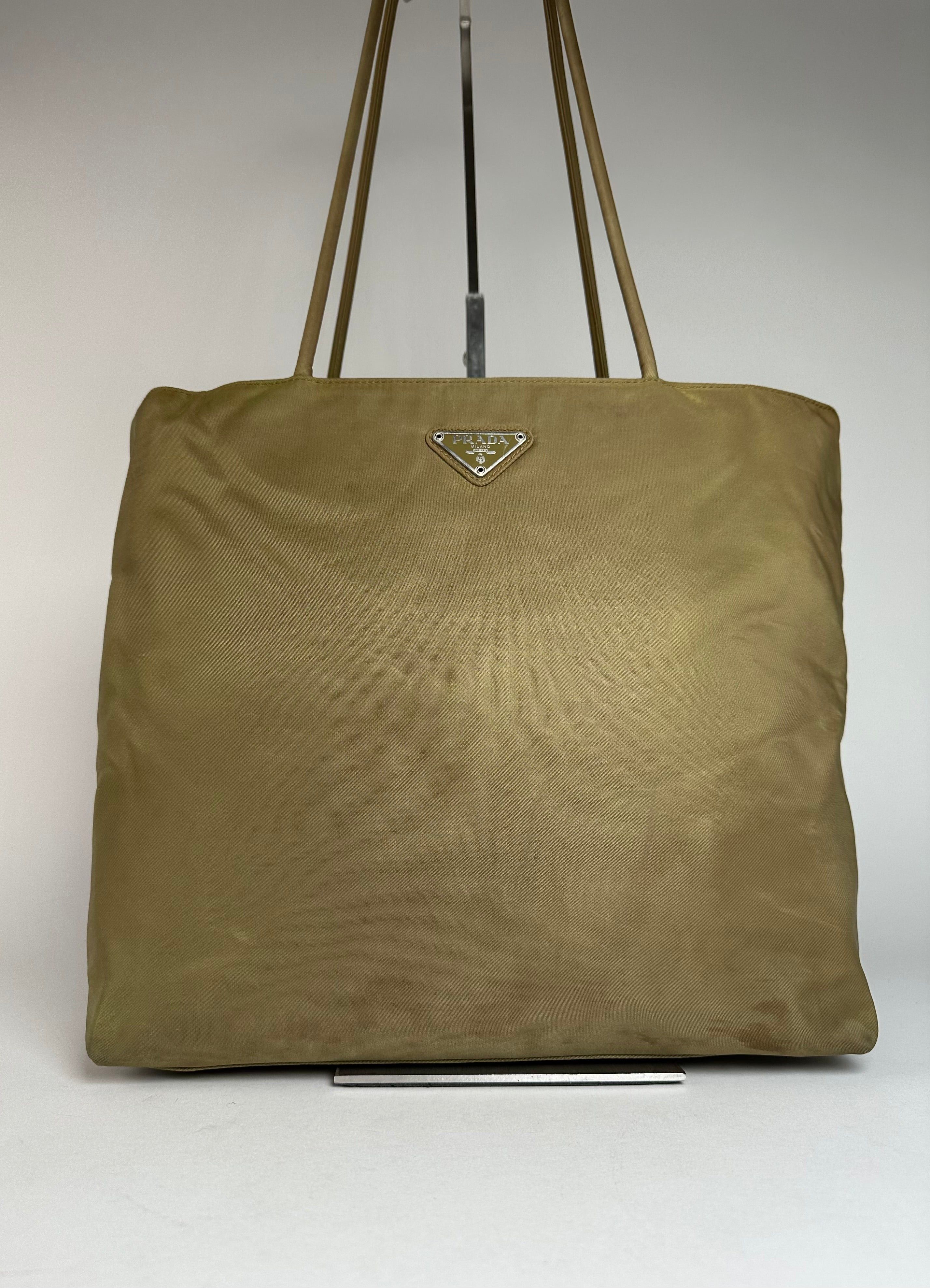 Prada Vintage Triangle Polyester Handbag Green Size ONE SIZE - 1 Thumbnail