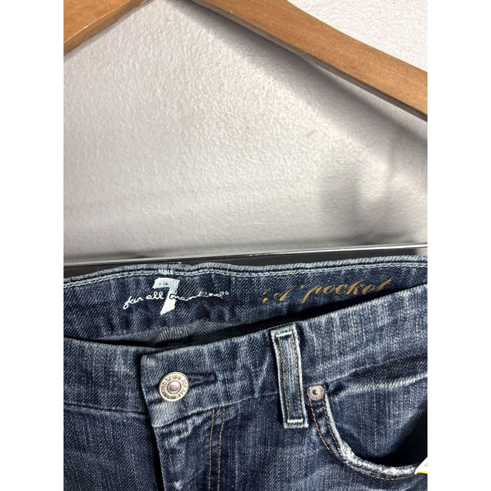 7 For All Mankind 7 For All Mankind Jeans Womens 28 Blue A Pocket Flare Distressed Denim Size 28" / US 6 / IT 42 - 6 Thumbnail