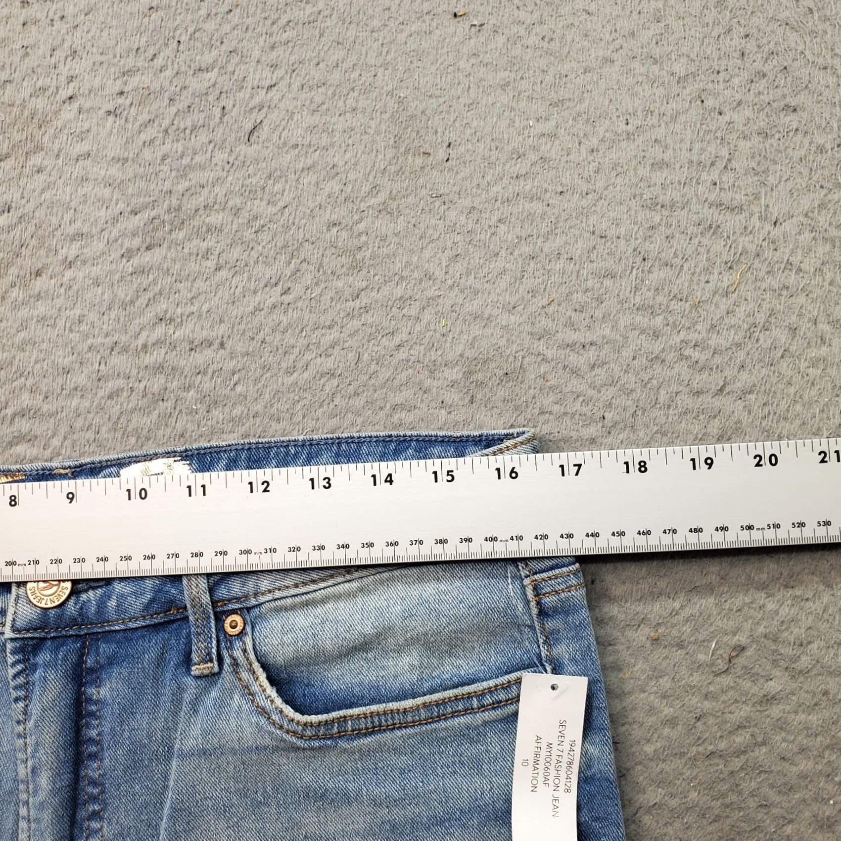 Vintage Seven7 Straight Jeans Womens 10 Blue Denim Stretch Light Wash High Rise Outdoor Jeans Size 32" / US 10 / IT 46 - 6 Thumbnail