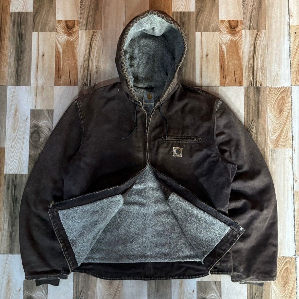 Carhartt Vintage 00s Carhartt Hooded Active Jacket J141DKB Size US L / EU 52-54 / 3 - 5 Thumbnail