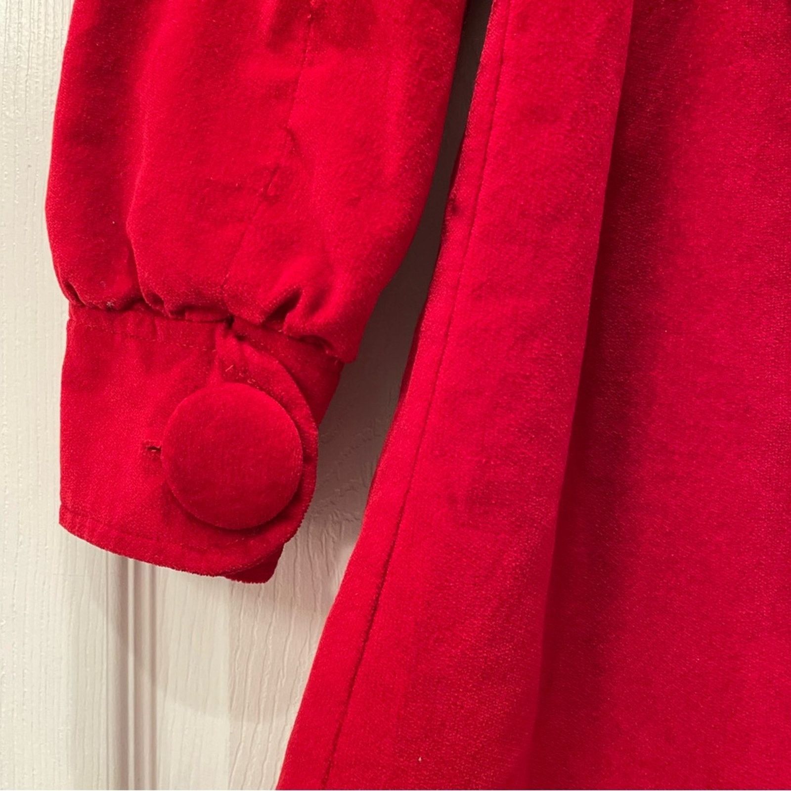 Other Vintage Heart Lined Red Velour Coat Size M / US 6-8 / IT 42-44 - 8 Thumbnail