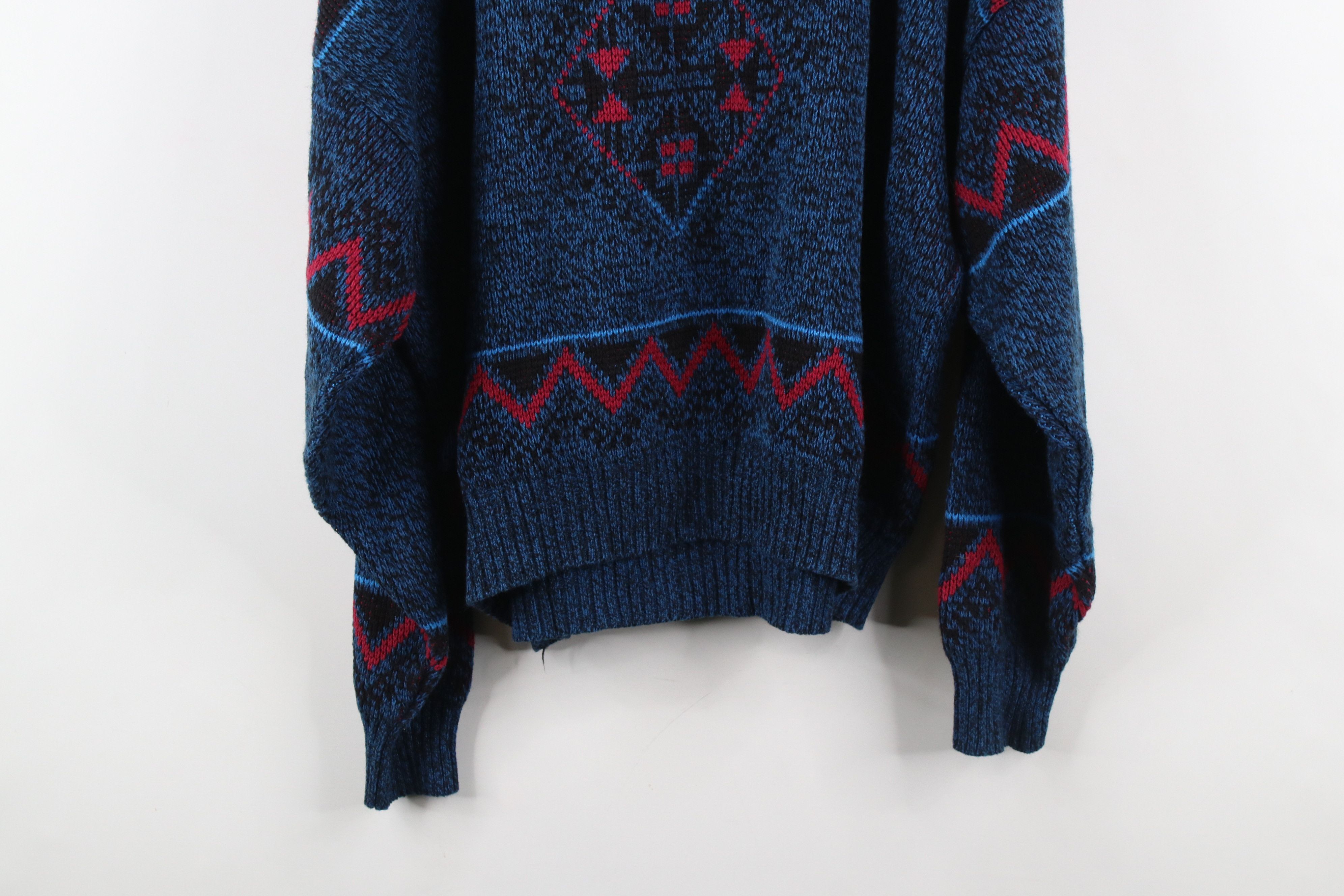 Vintage Vintage 90s Streetwear Southwestern Knit Crewneck Sweater Size XL / US 12-14 / IT 48-50 - 9 Thumbnail
