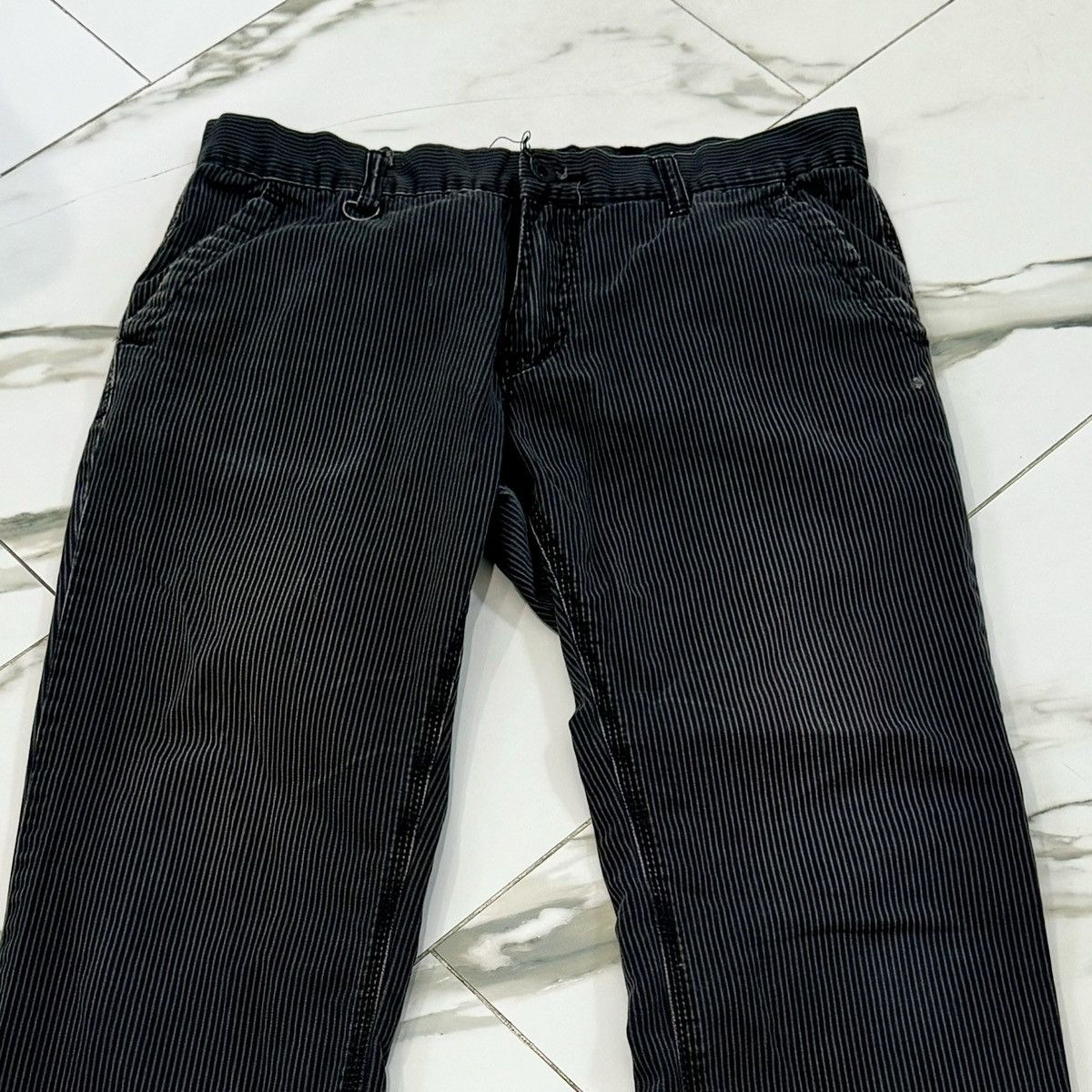 Rude × Vintage BLACK AND GREY STRIPED XXX RUDE PANTS! Size US 33 - 2 Thumbnail
