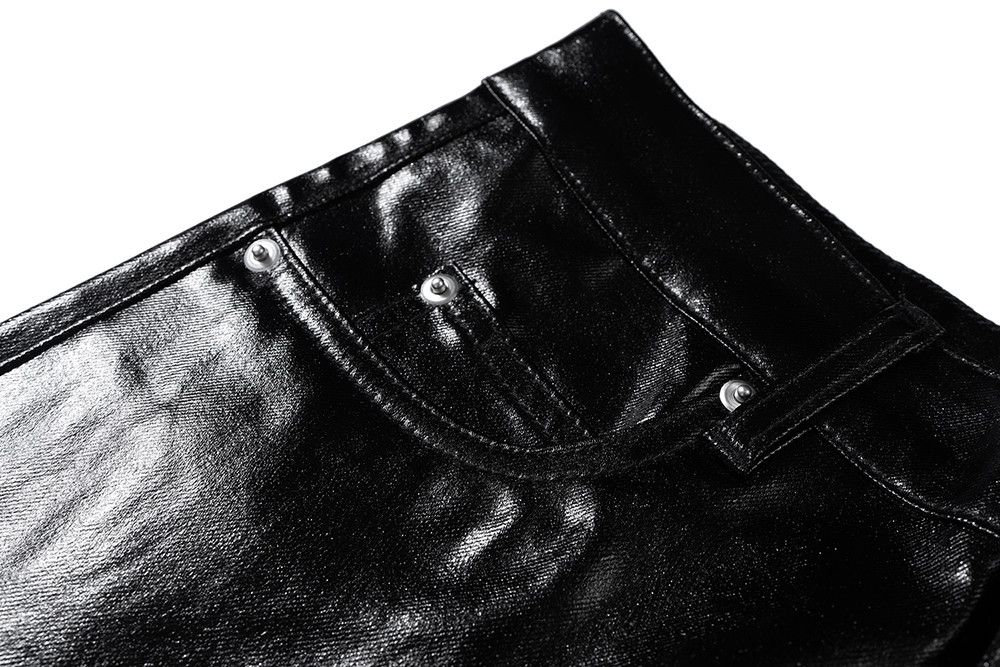 Japanese Brand × Jean High Street Wide Leg Glossy Pu Leather Pants Size US 35 - 5 Thumbnail